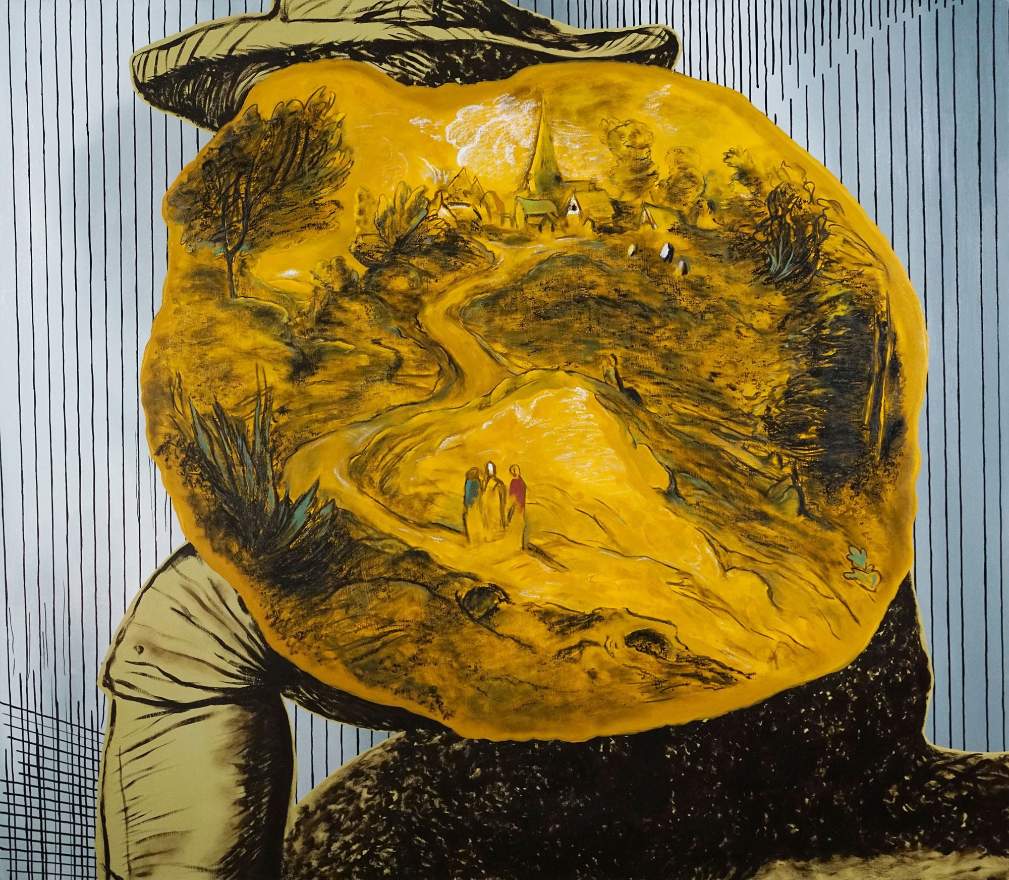 Seth Ellison | A composed man | Oil and oil pastel on canvas