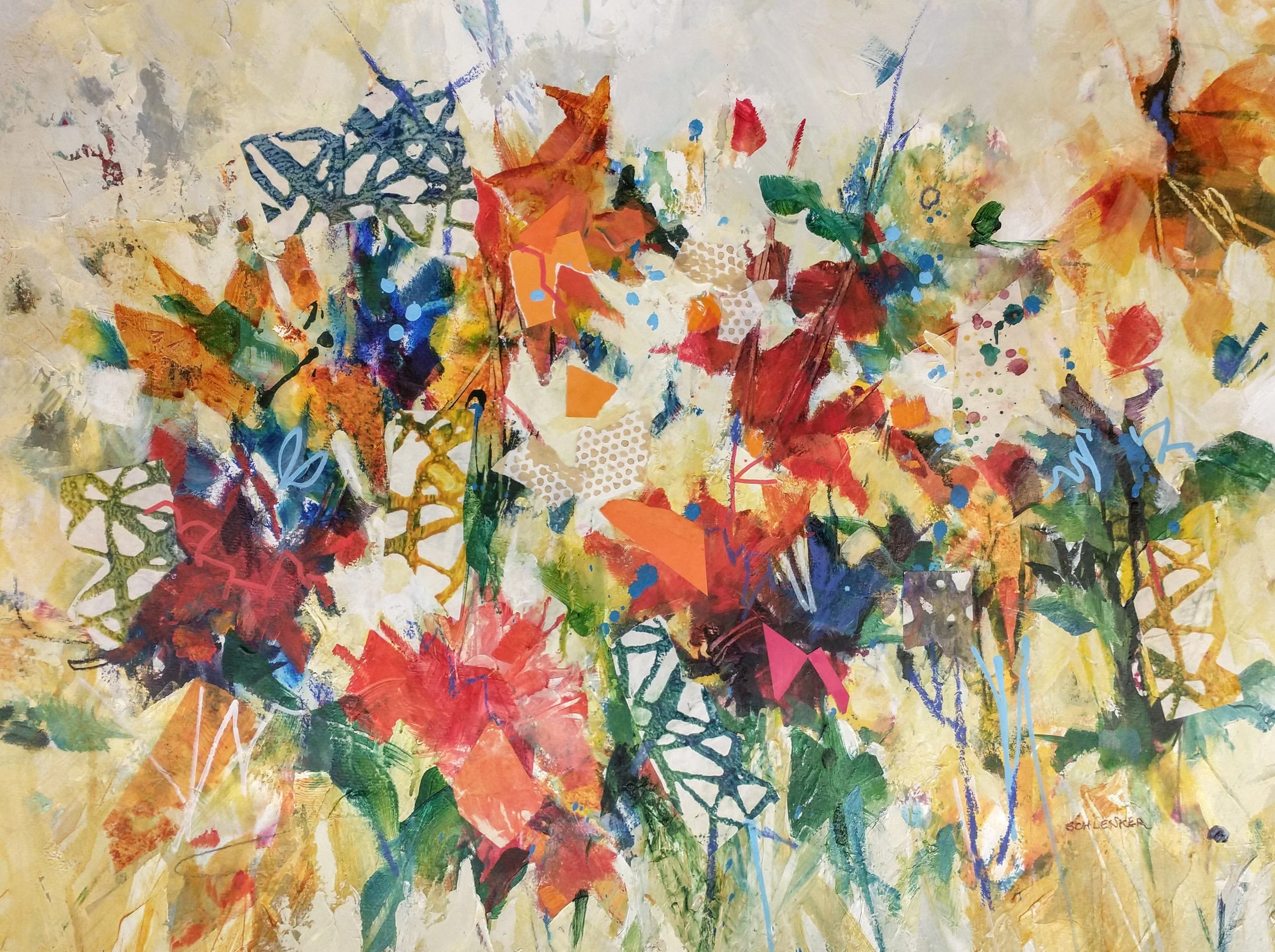 Cheryl Schlenker | Garden Party 1 |  mixed media | $500