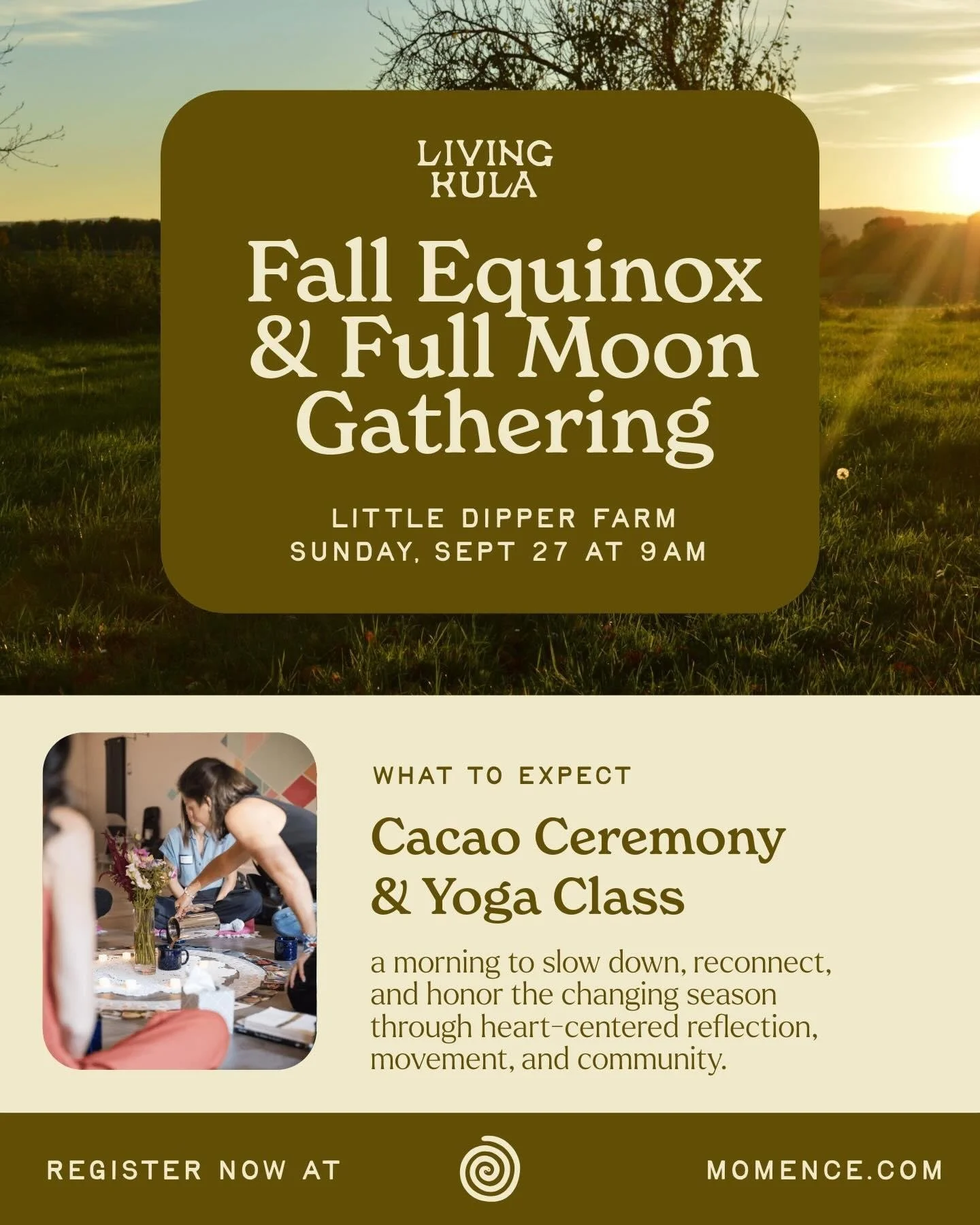 Fall Equinox cacao and yoga gathering at Little Dipper Farm in Brooklyn, Connecticut
