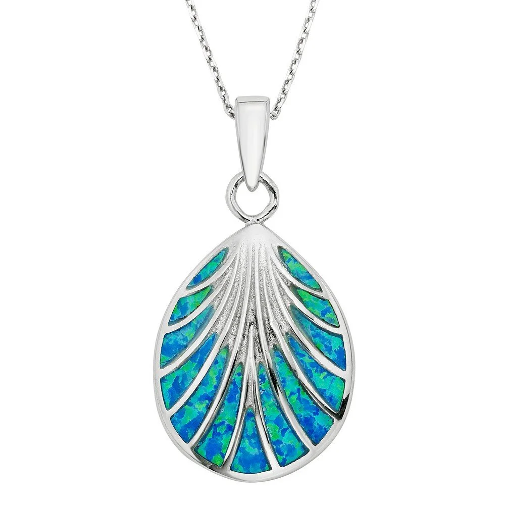 Sterling Silver Teardrop Opal Pendant