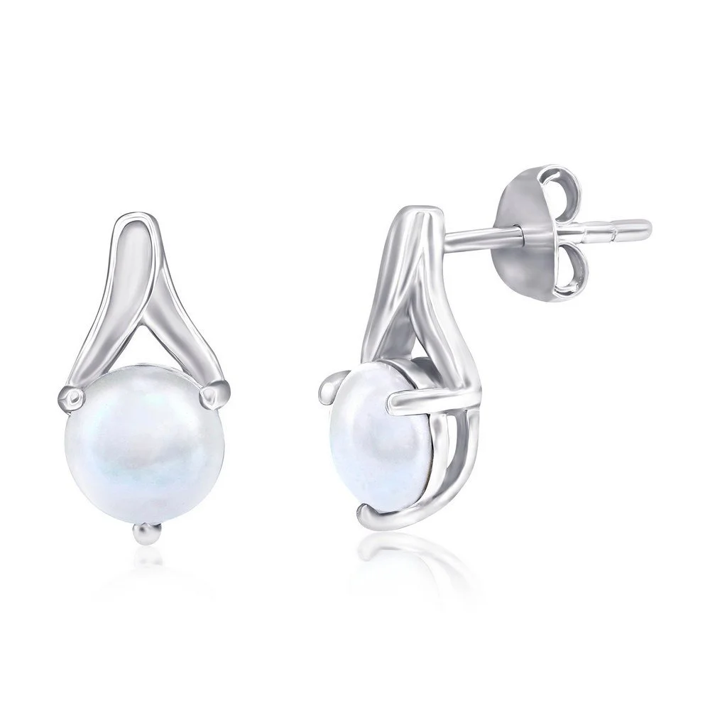 Sterling Silver, Round 6MM FWP Earrings