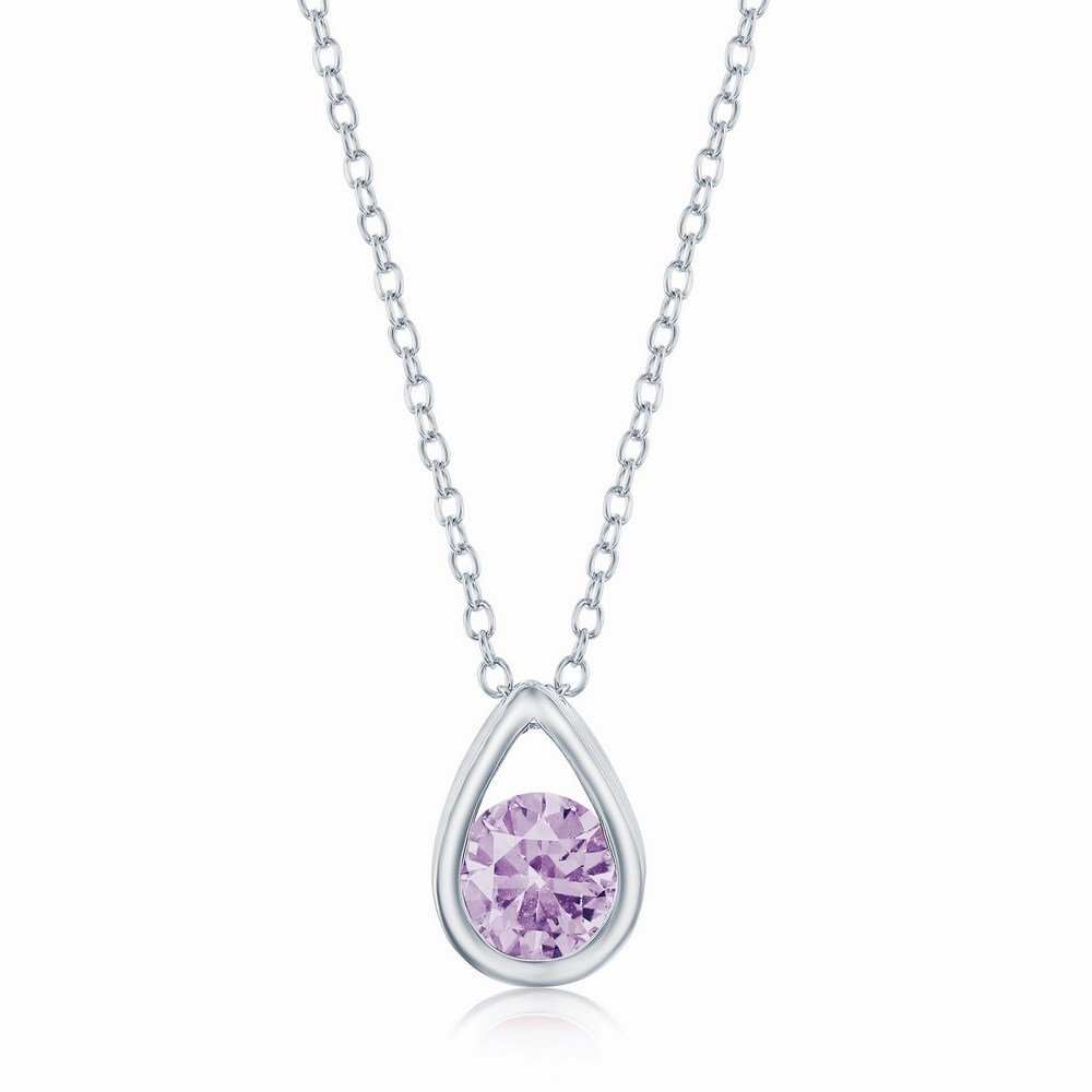 Sterling Silver 'June Birthstone' Pear-shaped Necklace - Created Alexandrite
