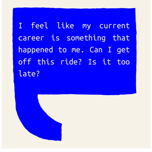 A blue speech bubble with a quote about creative ambition and originality.