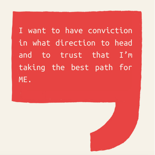 A red speech bubble with white text that says: 'My heart aches and my gut yearns to make waves and turn heads in my industry. I know I have the talent to warrant it but I need help playing bigger.'