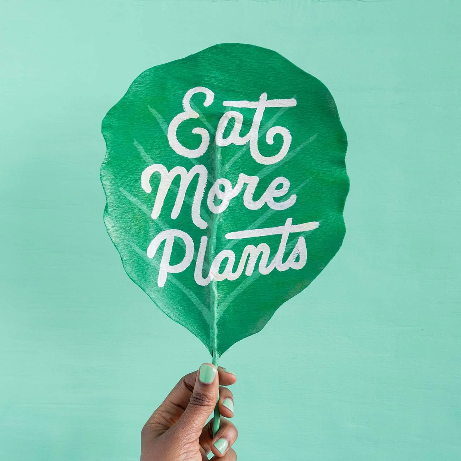 'Eat More Plants' Painted Paper Leaf for Brooksfield Social Media