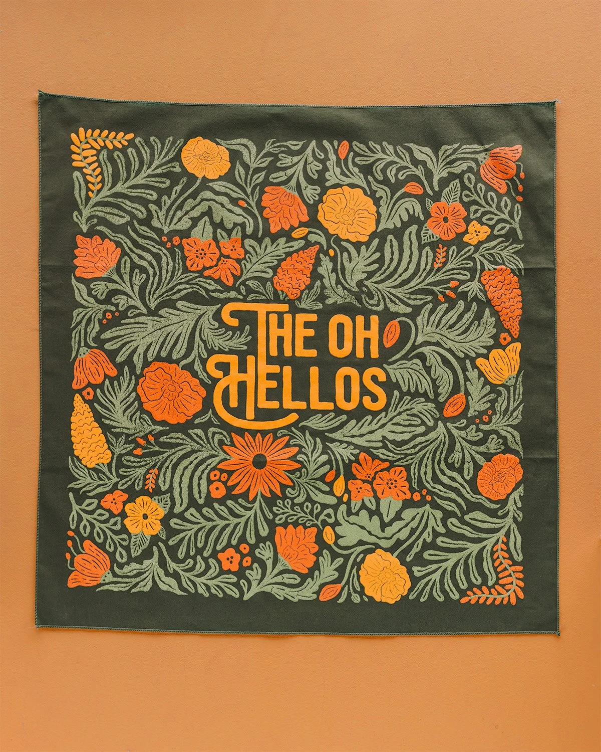 'The Oh Hellos' floral bandanna design by Lauren Hom for the band's farewell tour.