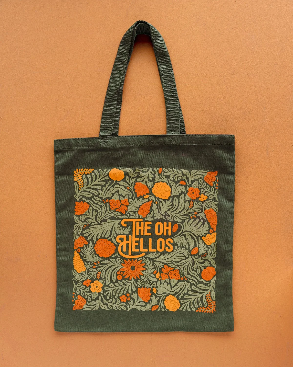'The Oh Hellos' floral tote bag by Lauren Hom for the band's farewell tour.