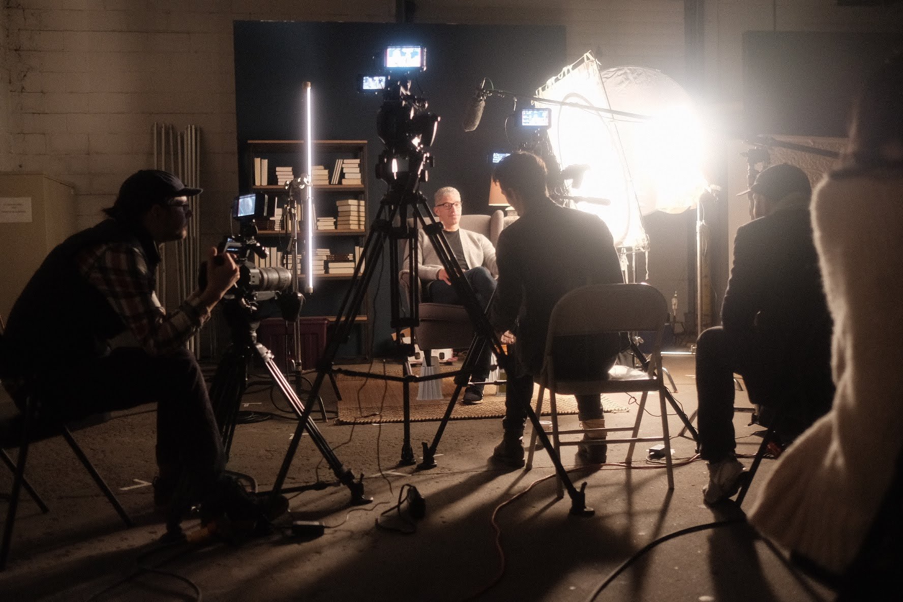 Windrider film crew on set of a shoot.