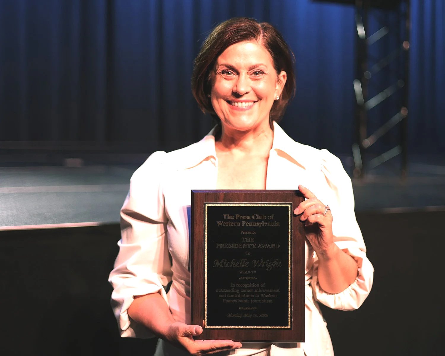 Recently retired WTAE news anchor Michelle Wright was honored with the Press Club's 2026 President's Award. (Photo by Shayla Fulton)
