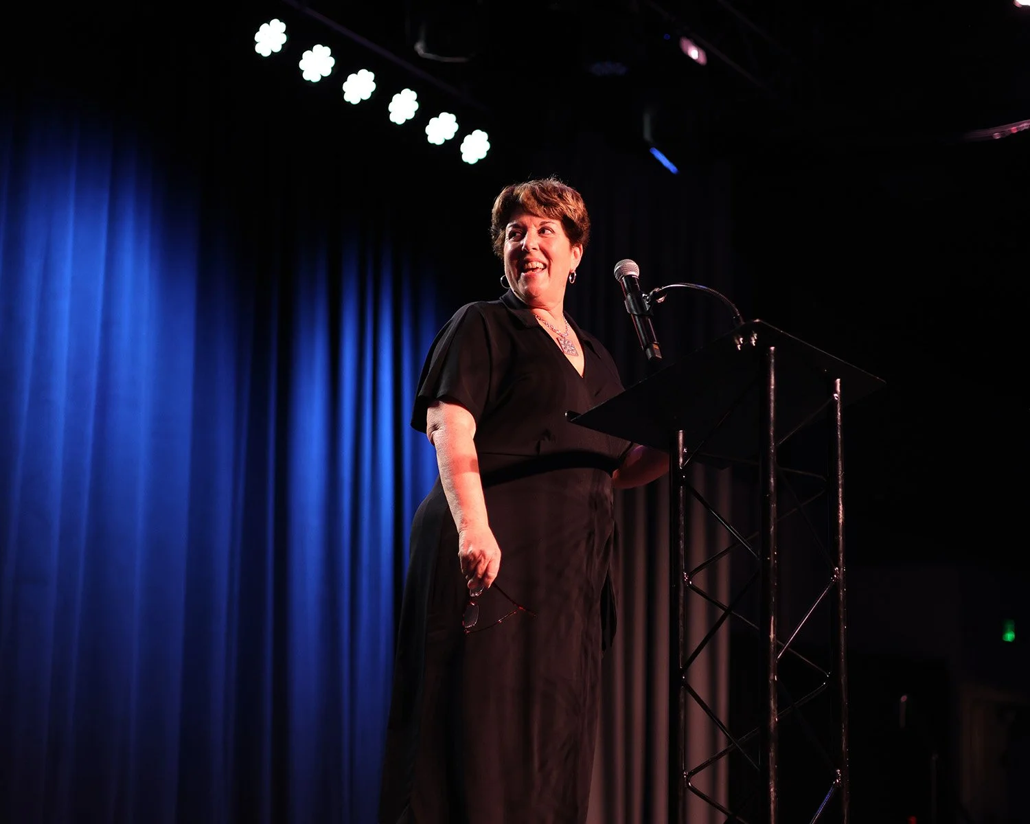 Women's Press Club of Pittsburgh President Cyndy McGrath accepts the 2026 Service to Journalism Award on behalf of her organization. (Photo by Shayla Fulton)