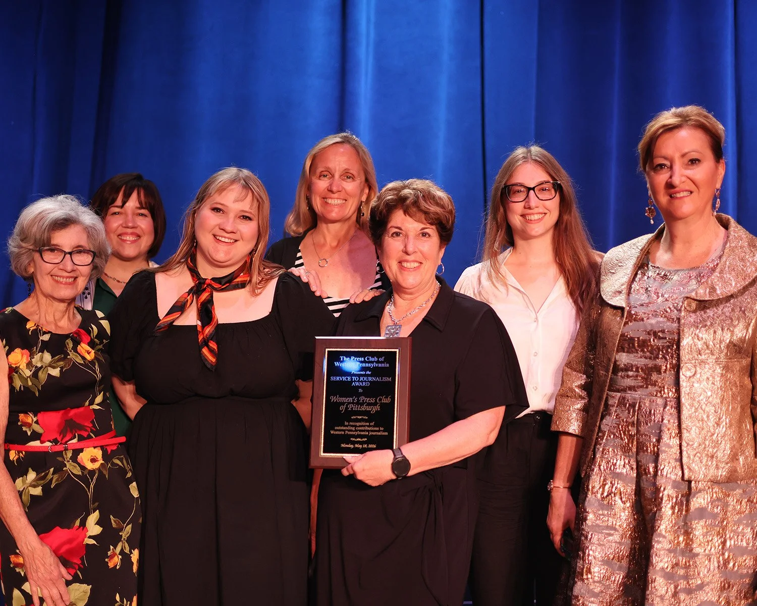 Members of the Women's Press Club of Pittsburgh, recipient of the 2026 Service to Journalism Award. (Photo by Shayla Fulton)