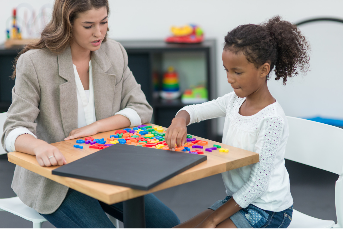 Occupational therapist working with a student during a school-based OT assessment