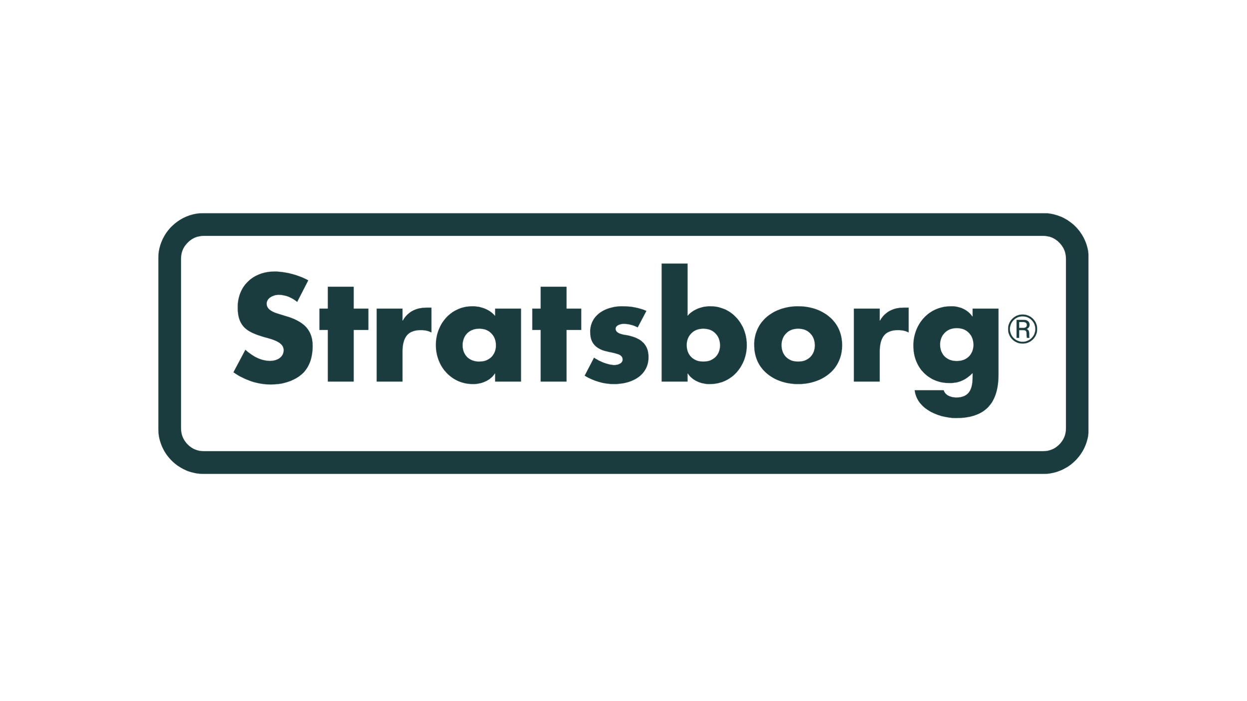 Stylized text that reads 'stratsborg' within a rounded rectangular outline.