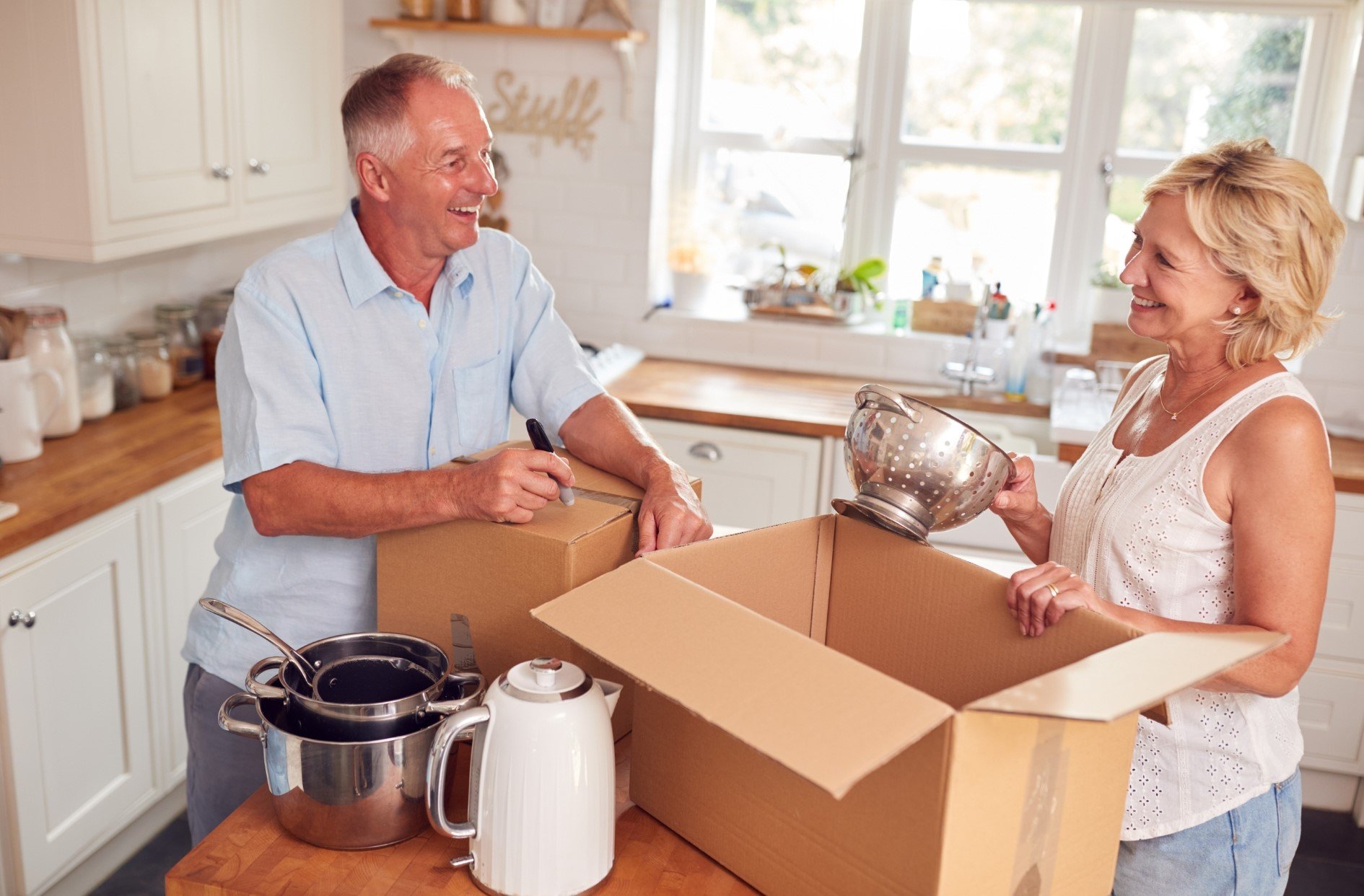 Retired couple downsizing and selling their home