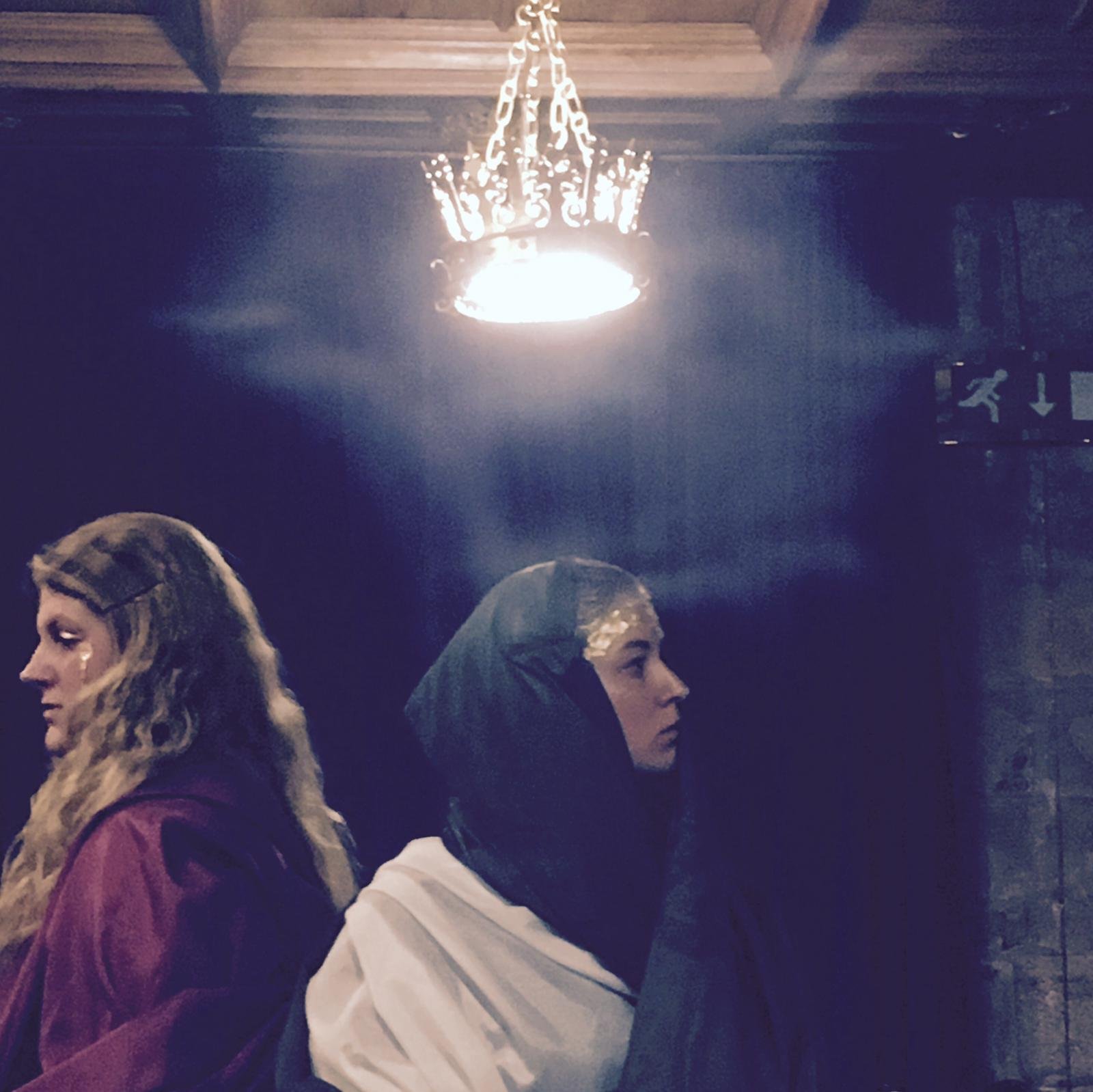 From left to right: Mary the Virgin (played by Ruth Ware) and Mary of Cleophas (played by Jen Schmidt)