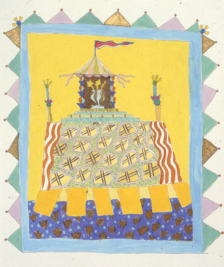 Flying Altar, Gouache, 5.75 X 6.5 in, 1992