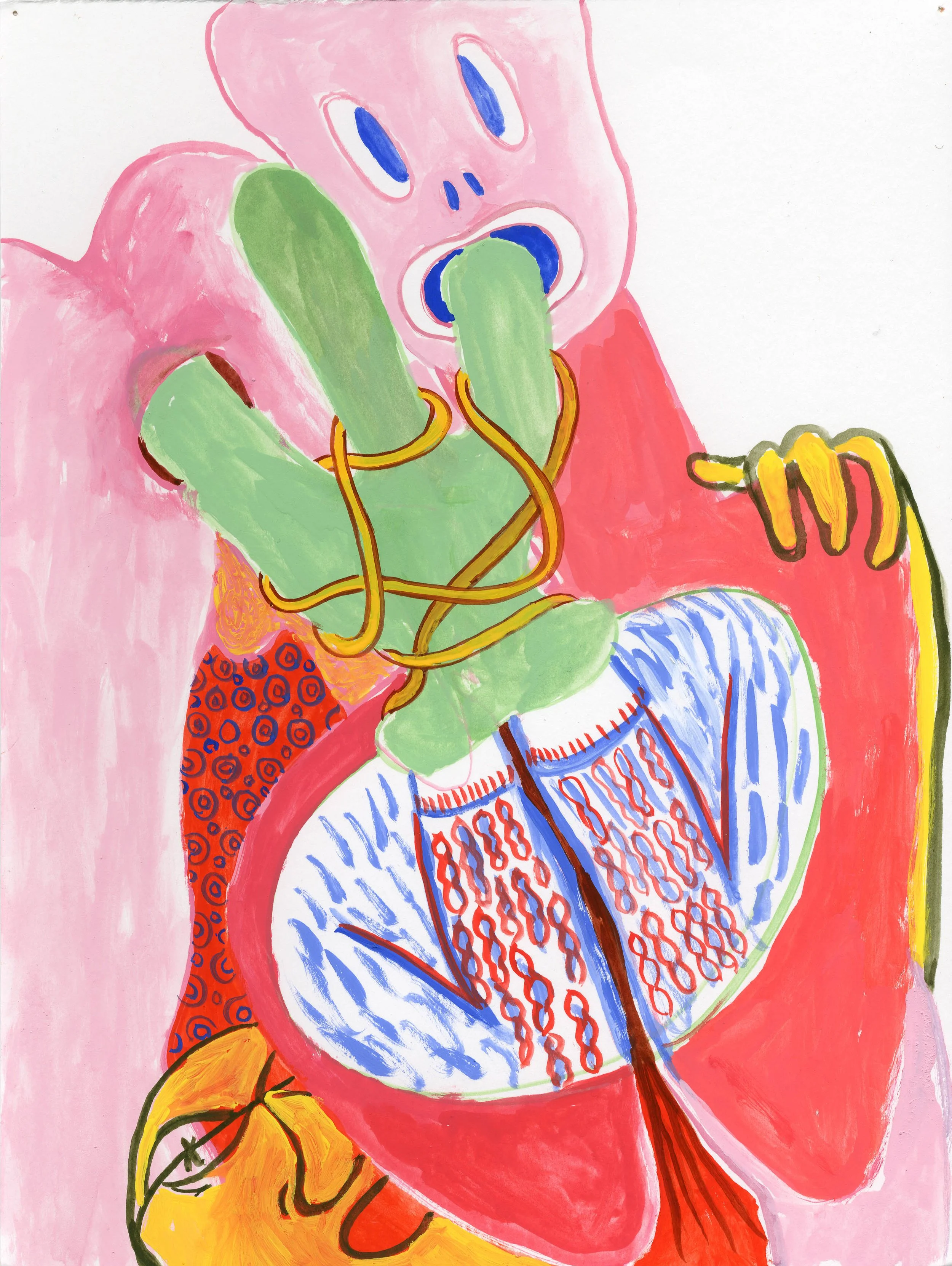 My Hands Are Tied, Gouache, 9 x 12 in