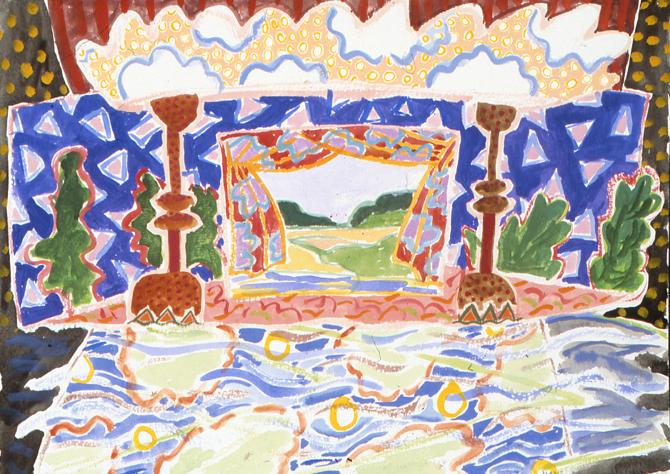 Valley garden Altar, Gouache, 9 X 12 in, 1993
