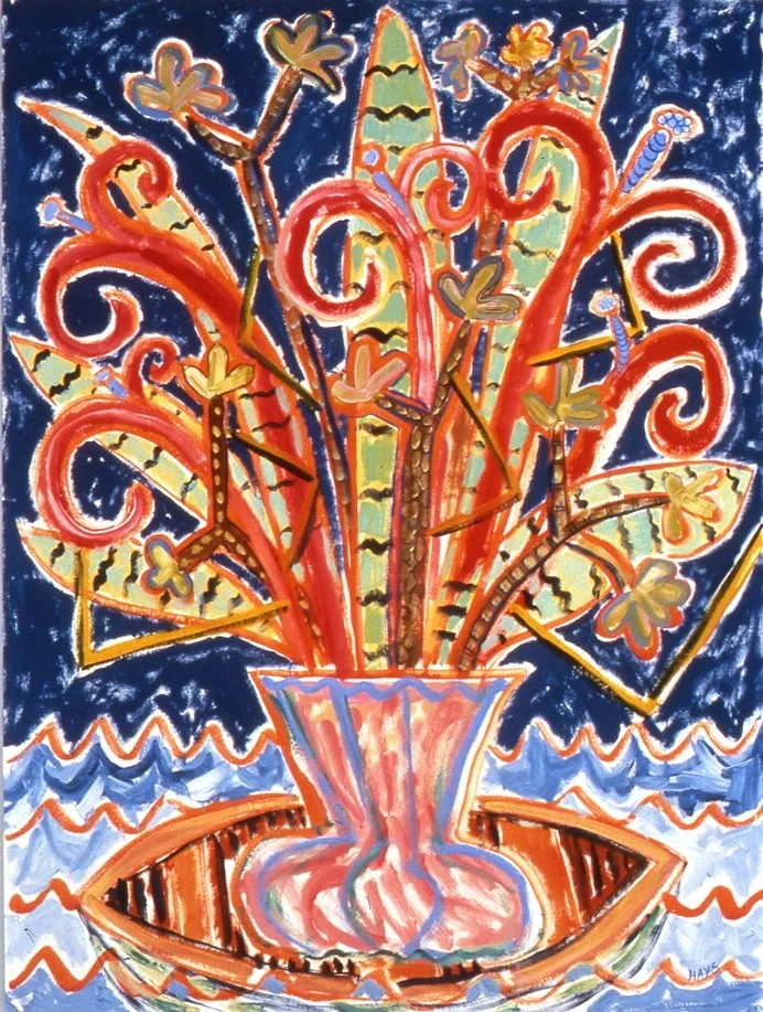 Plant Offerings With Right Angles, Gouache, 40 X 30 in, 2000