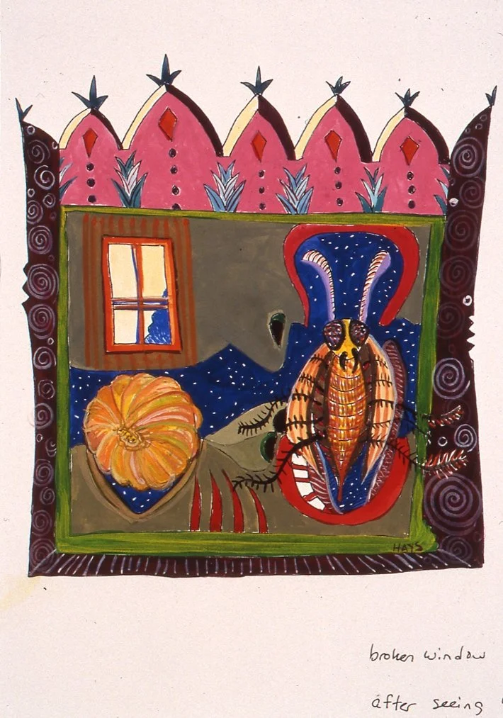 Broken Window Hillgirt, Gouache, 4.75 X 4.25 in, 2000