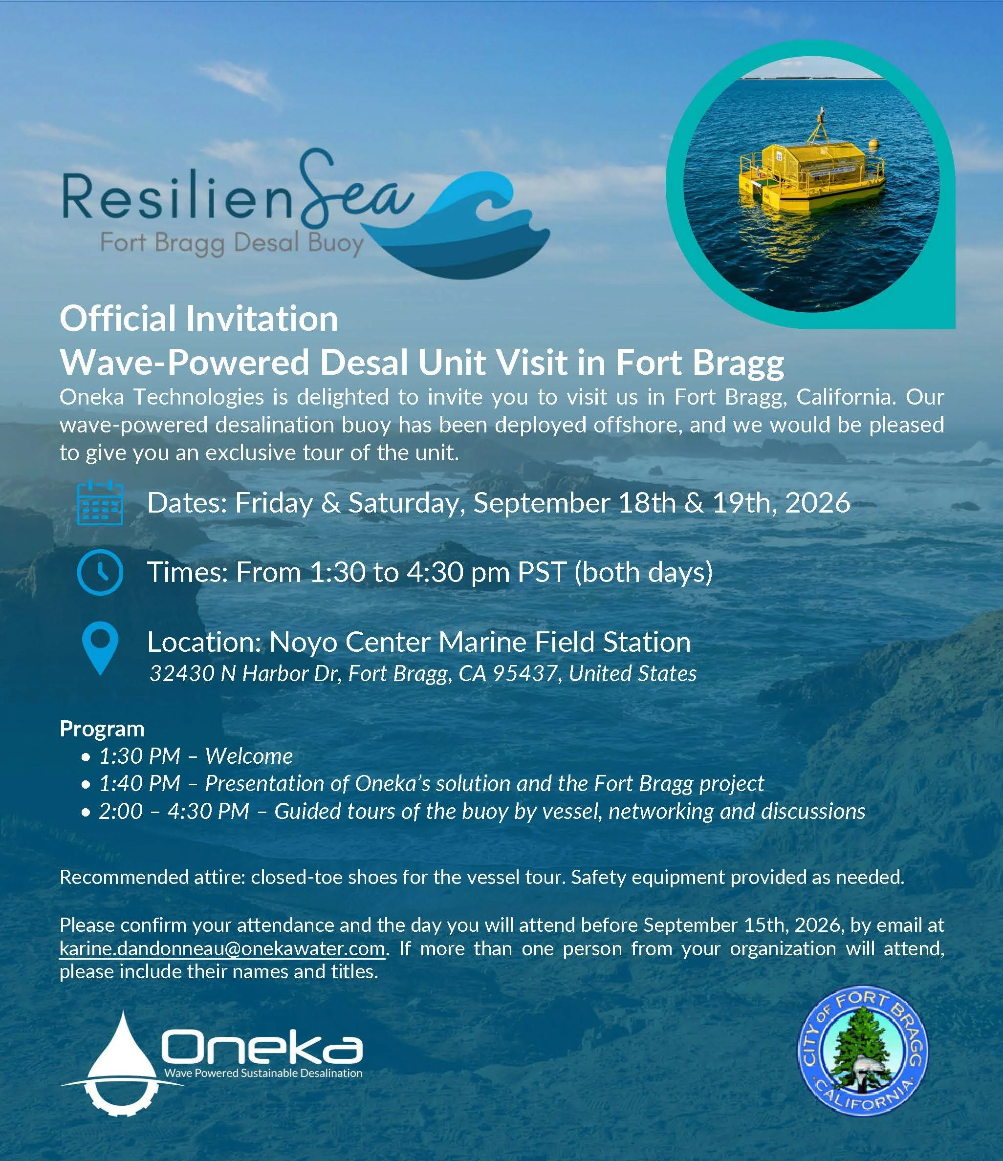 Wave-Powered Desal Unit Visit in Fort Bragg