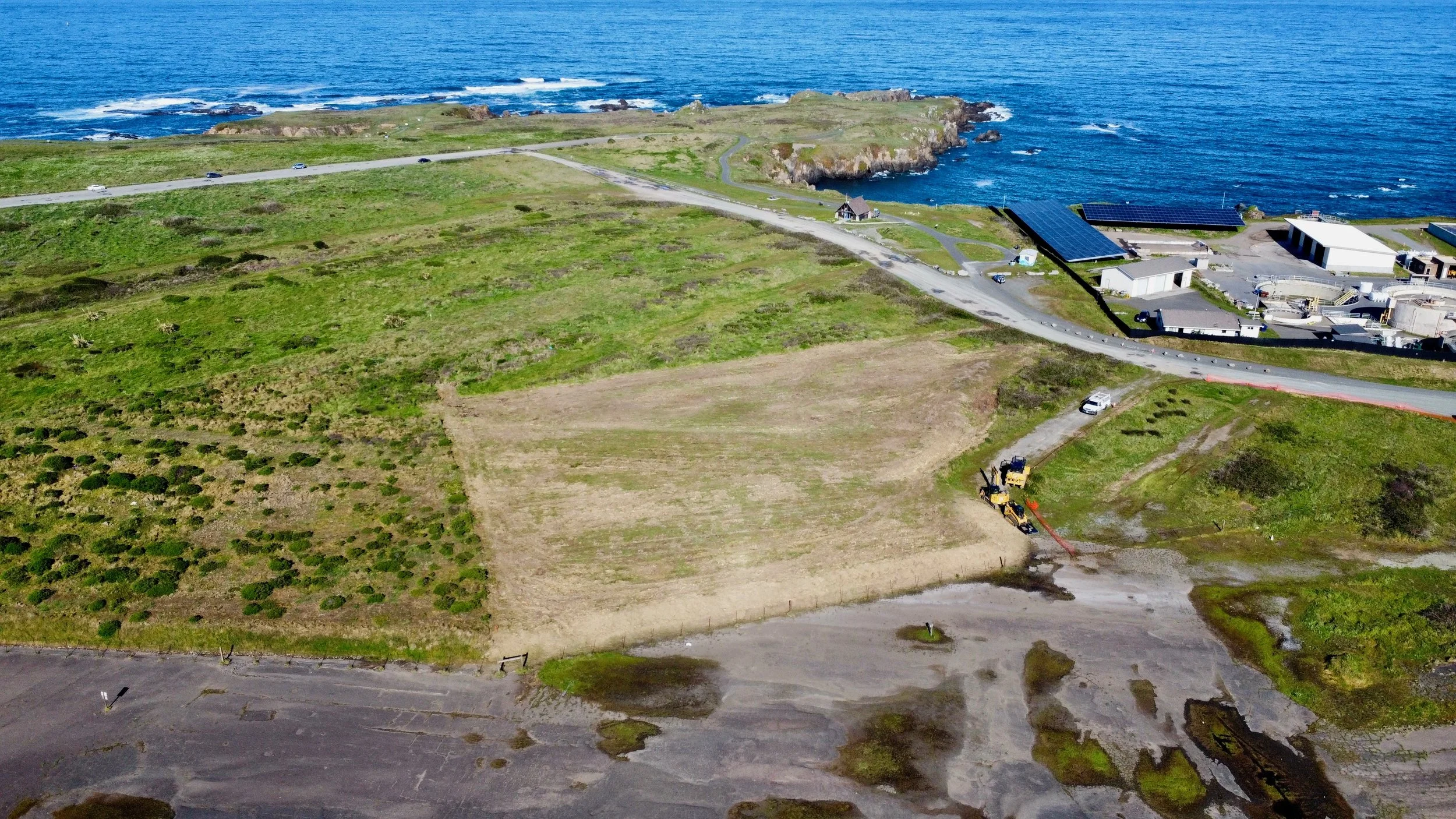 Aerial view of LaBONEatory job site on the Noyo Headlands