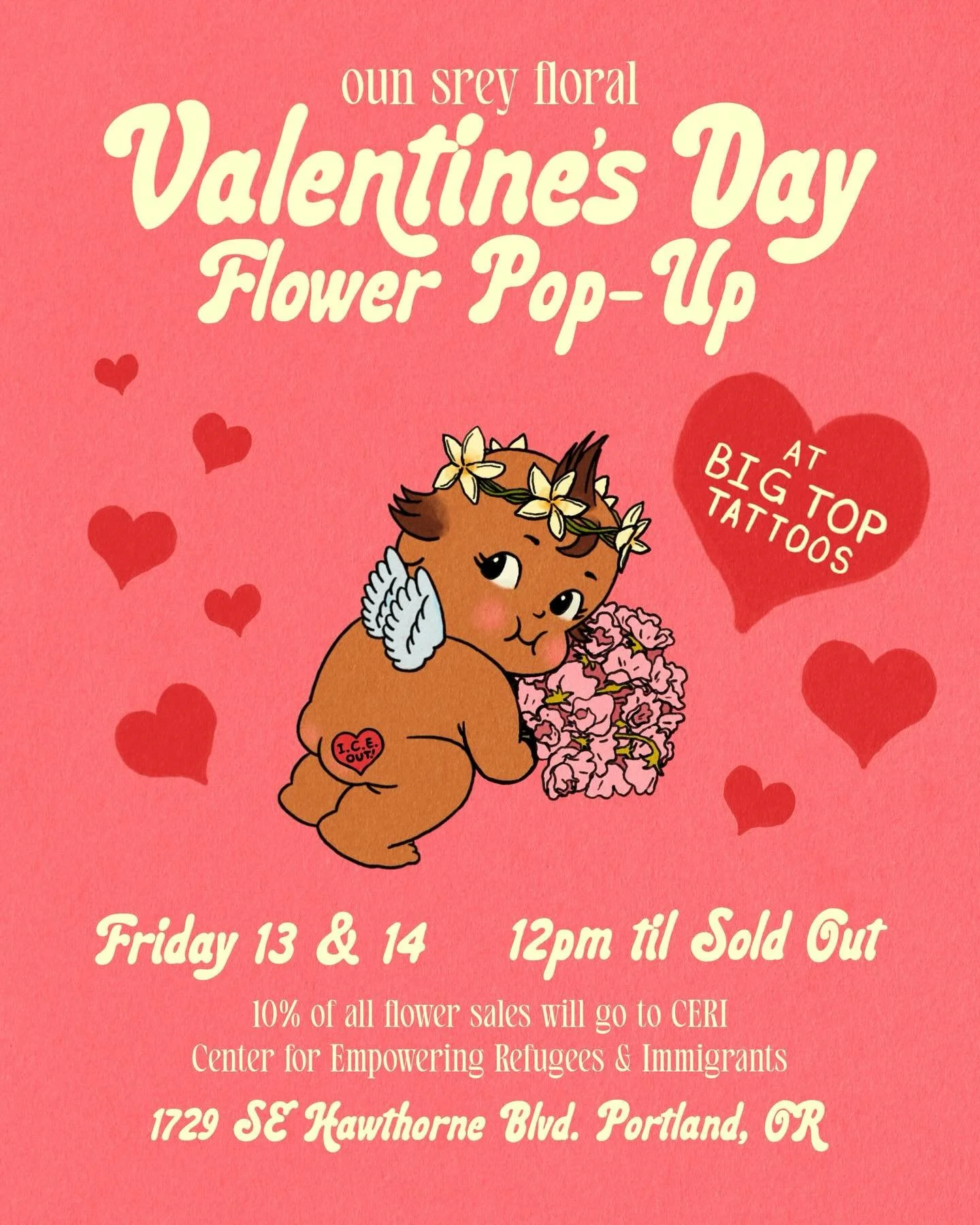 A very special flower pop-up. This weekend Oun Srey Floral will be popping up at @bigtoptattoospdx this Valentine&rsquo;s Day weekend at their big Friday the 13th flash day party! 

I&rsquo;ll be selling some cutie &amp; moody bouquets  for you, your