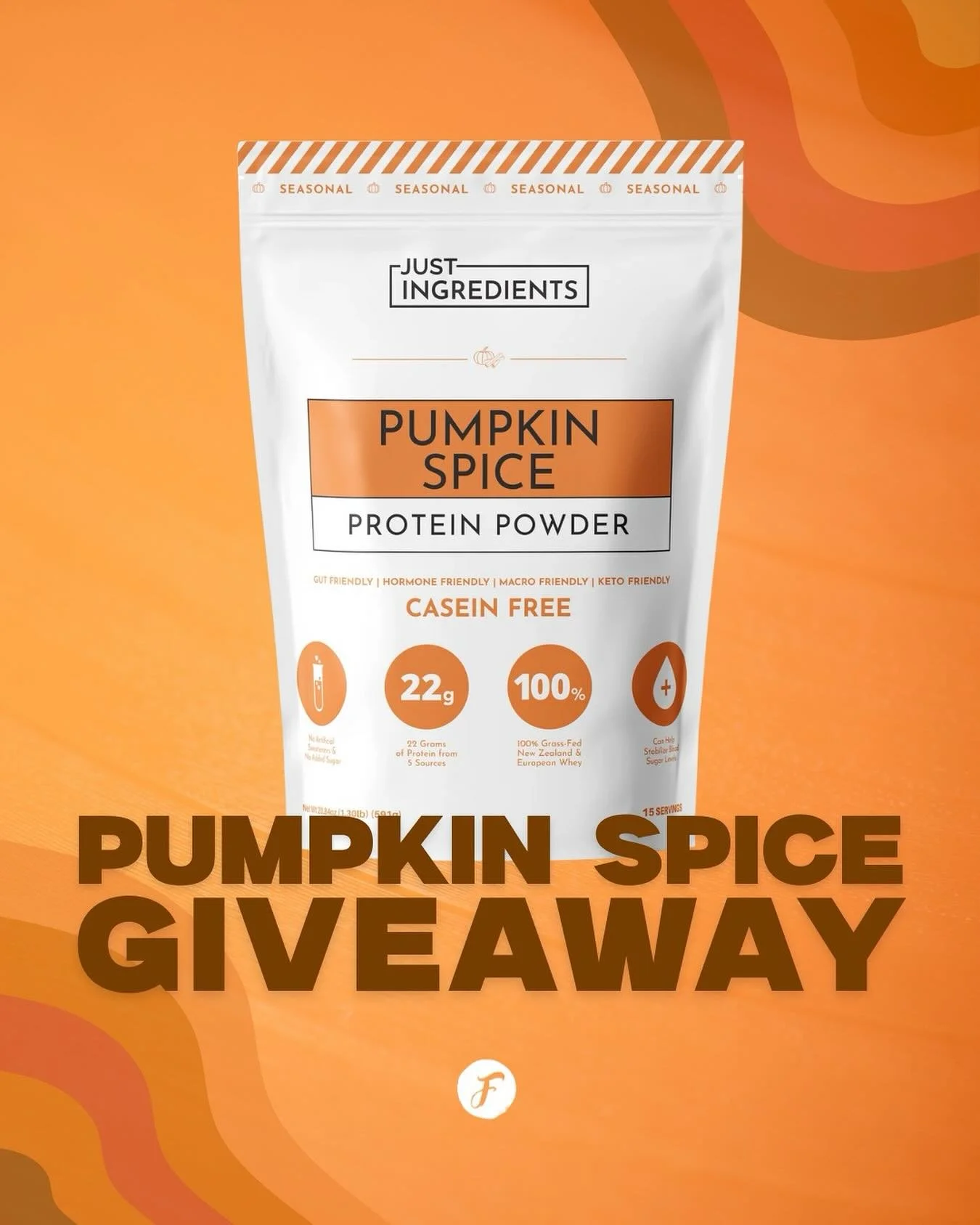 PUMPKIN SPICE SEASON! 🍂
Because basic pumpkin spice is out — protein pumpkin spice is in 😏🎃 We’re giving away (1) Bag of Just Ingredients Pumpkin Spice Protein! Perfect for your post-class smoothie or cozy fall morning shake.
All you