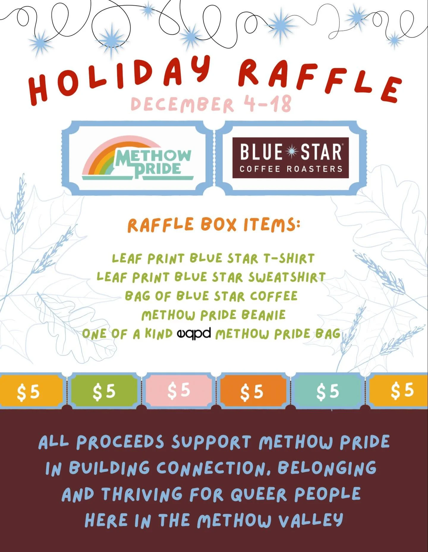 We are back for another holiday raffle with @bluestarcoffee! Head on over for a great cup of coffee and a raffle ticket! If you wanted to leaf printed Blue Star shirt last year but didn&rsquo;t get one - you&rsquo;re in luck! This raffle has a t shir