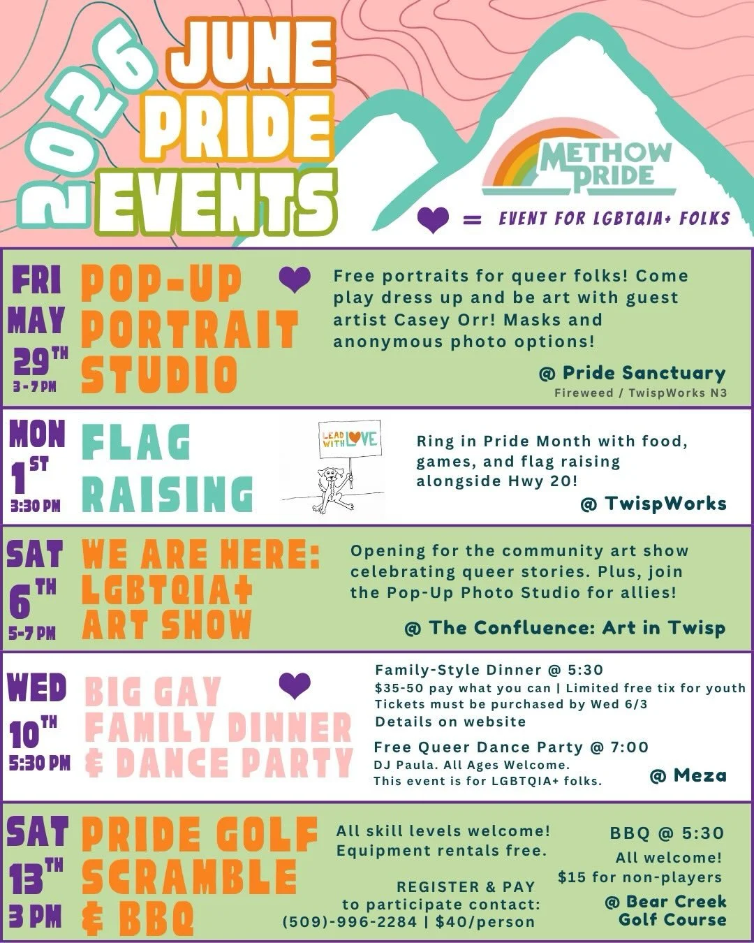 J U N E is P R I D E MONTH! We are gearing up for weekly events across the valley! 

📸 May 29 | 3&ndash;7 PM | Casey Orr + Laura Gunnip Pop Up Photo Studio @ Pride Center &amp; Sanctuary (TwispWorks N3)

🏳️&zwj;🌈 June 1 | 3:30&ndash;5:30 PM | Flag