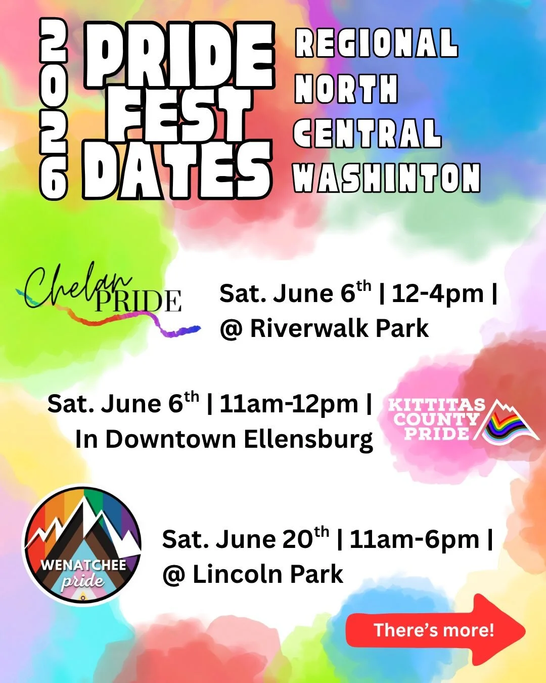 North Central Washington is Q U E E R! Pride Festivals are occurring across the region this June! There are other events across the month too (Methow Pride will host a Golf Scramble, Dance Party, Trivia Night, Mystery Movie, Art Show Opening, and Mor
