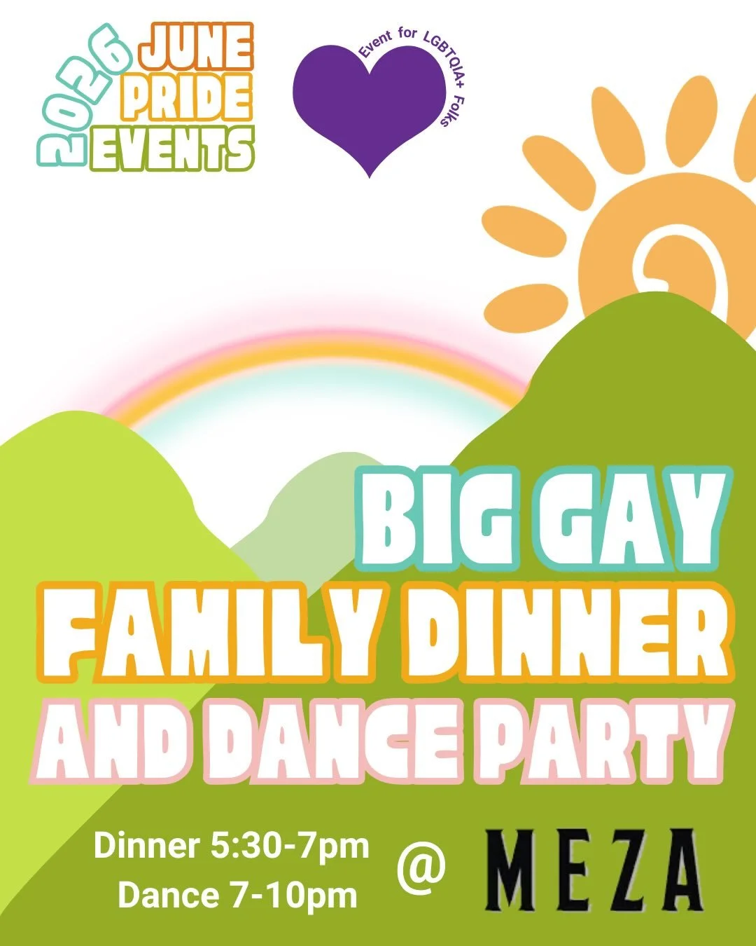 We SOLD OUT of tickets for the BIG GAY DINNER PARTY but it&rsquo;s followed by an ALL AGES FREE DANCE PARTY for LGBTQ+ folks (7 - 10 PM). 

If you thought it couldn&rsquo;t get better, you were wrong because DJ Paula is going to be spinning☺️😍, you 