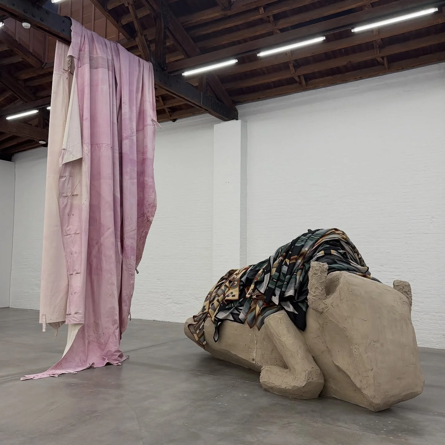 This elder buffalo from Duane Linklater&rsquo;s installation &ldquo;wallowposition&rdquo; is draped in Pendleton blankets bearing patterns originally appropriated from Indigenous communities. These blankets evoke those historically weaponized as inst