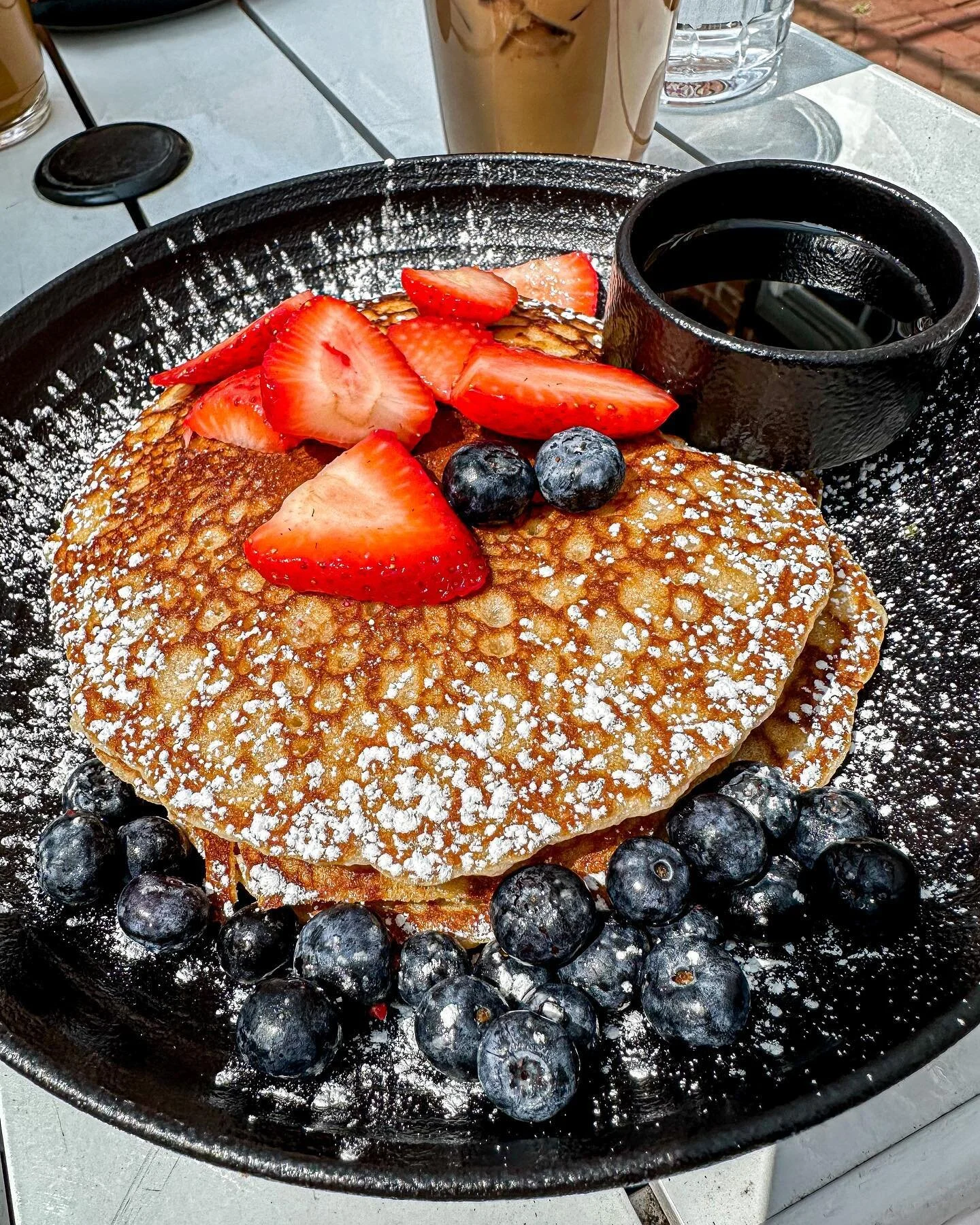 buttermilk pancakes &amp; a nutella latte make for a good saturday morning ✨ #stamfordfoodie