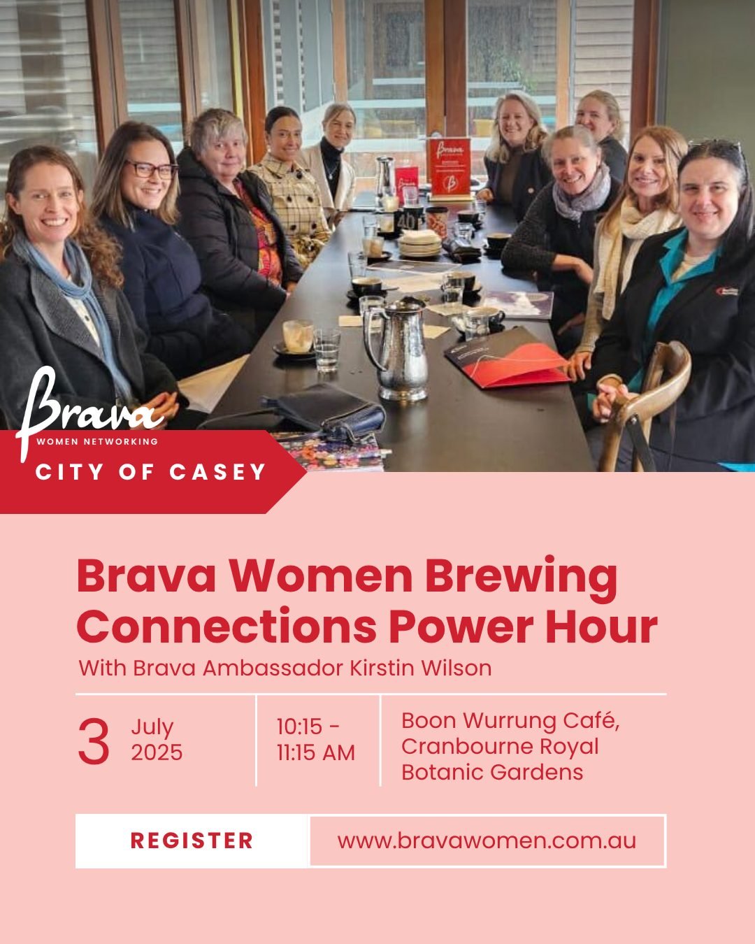 Join us for the next Brava Women Brewing Connections Power Hour in Cranbourne!

Whether you&rsquo;re launching a business, scaling up, or just need space to connect&mdash;this is your monthly recharge with women who get it.

✨ Thoughtful convos that 
