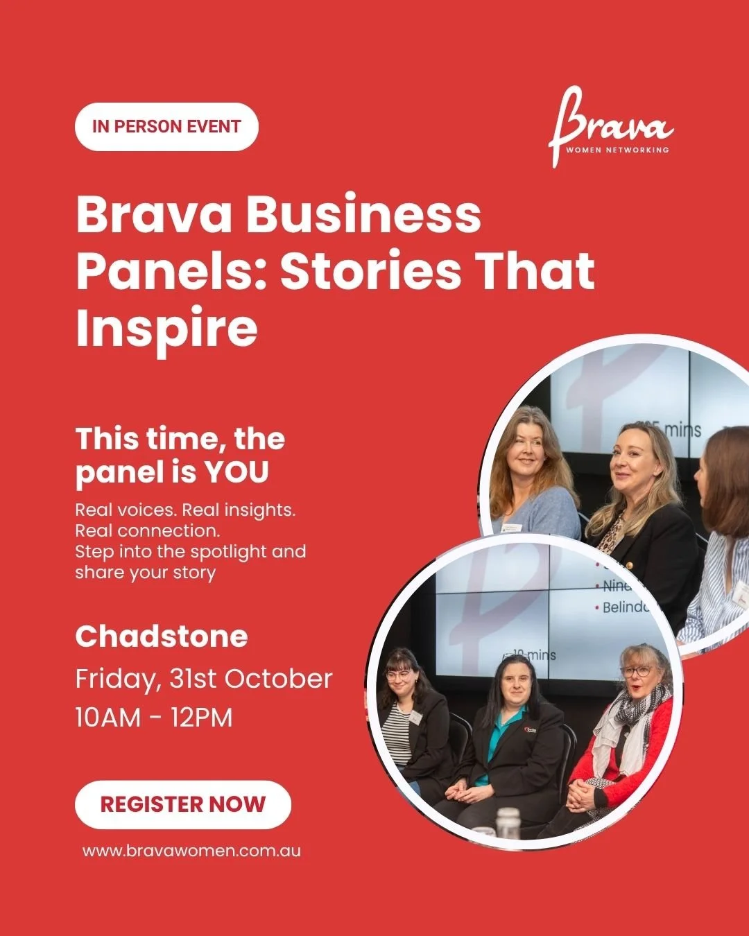 What if the most powerful insights came from everyday women simply sharing their stories?

This October, Brava is back with another one of our signature Business Panel events.
No keynote. No pressure. Just real women, real stories, and real conversat
