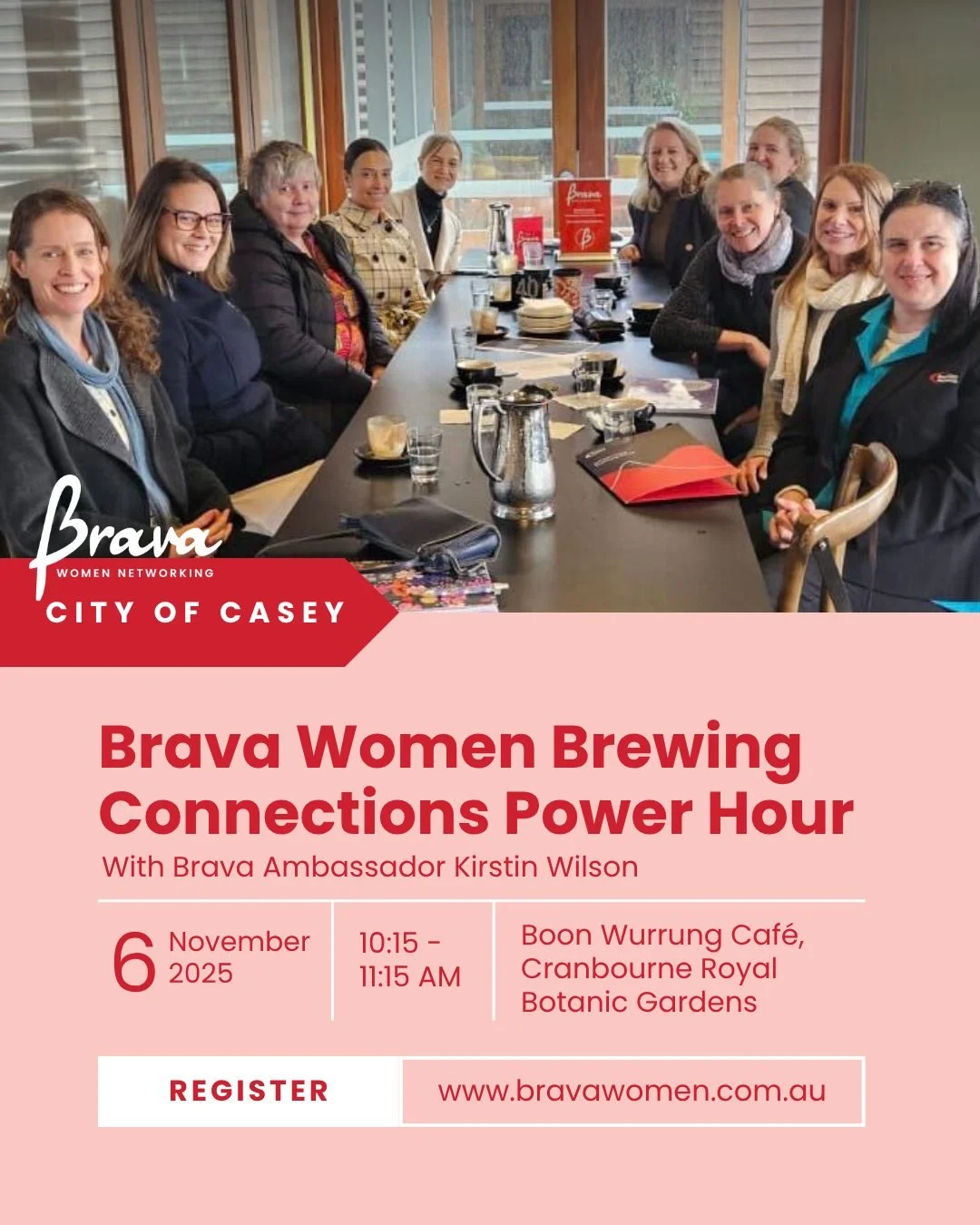 Don&rsquo;t let 2025 end without making meaningful connections! 

Join us for the last Brava Women Brewing Connections Power Hour of the year in Cranbourne.

This isn&rsquo;t just a coffee catch-up. It&rsquo;s a space for busy women in business to sp