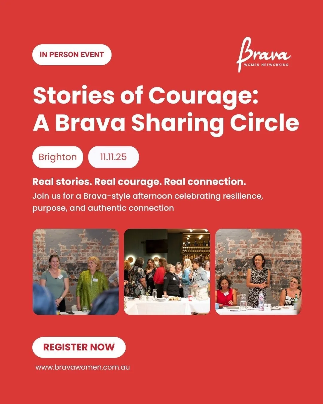 We’re bringing something a little different to our next Brava Women Networking event in Brighton.
Join us on Tuesday, 11 November | 1–3 PM | The Deck, Brighton for an afternoon of connection and storytelling.
This time, we’re addi