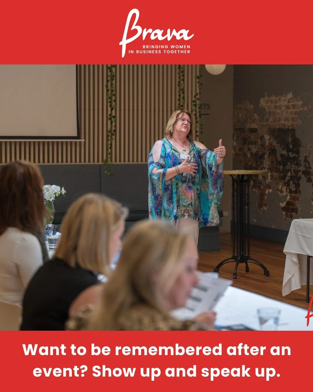 Whether it’s on Zoom or in person, participating helps people connect your name to your face and your story. Even a simple question or intro goes a long way.
Visibility is your superpower.
Your next opportunity to shine is one Brava event