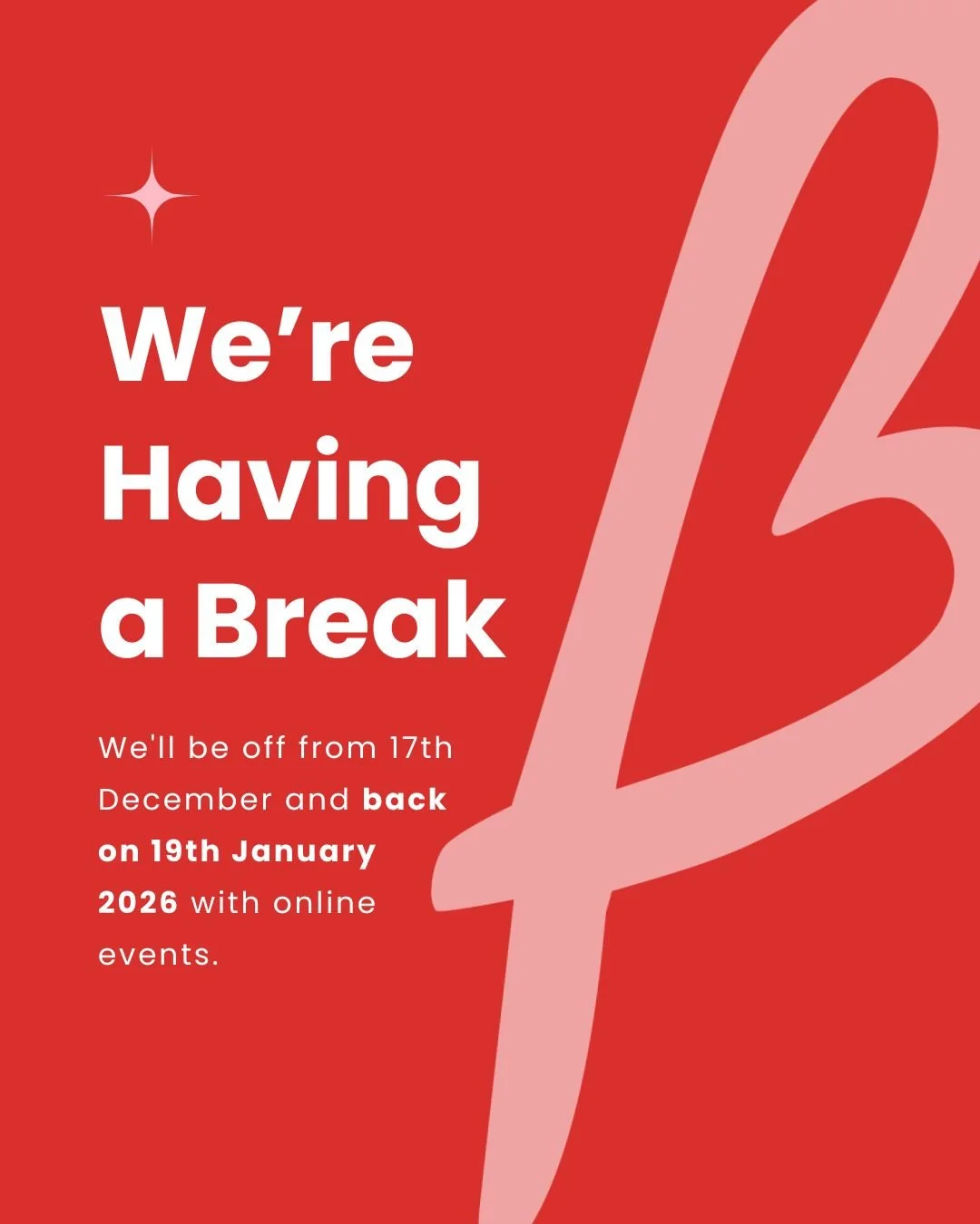 We&rsquo;re having a little break 🎄
Brava events will pause from 17 December, but we&rsquo;ll be back in January to kick off the year with our online sessions.

Thank you for being part of Brava this year. We can&rsquo;t wait to connect, learn, and 