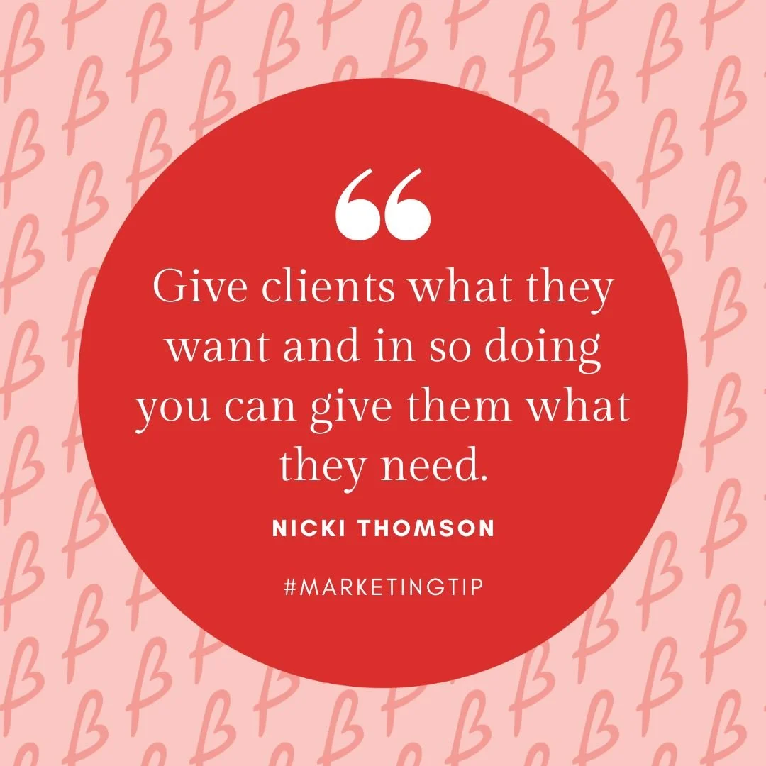 A big thank you to Nicki Thomson from Serendipity Wellbeing for today's marketing tip.

In our professional endeavours, it's crucial to listen and understand the desires of our clients. By providing them with what they want, we lay a strong foundat