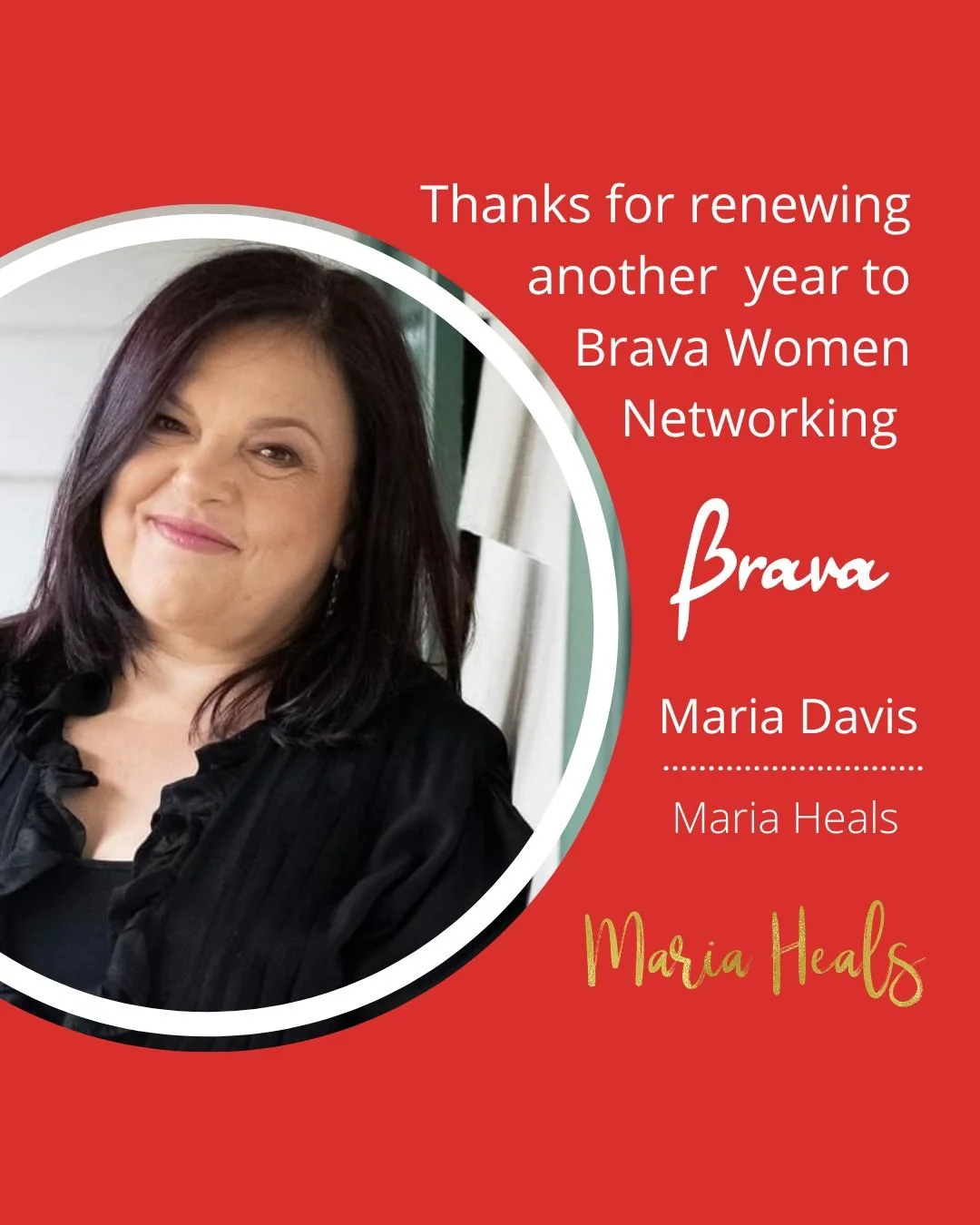 👏🏻 Please join us in Welcoming Maria Davis of @mariaheals for another year as a valued member. We&rsquo;re excited that you are renewing and thrilled to have you in our Brava Women Members-only group for another year.

If you want to find out more 