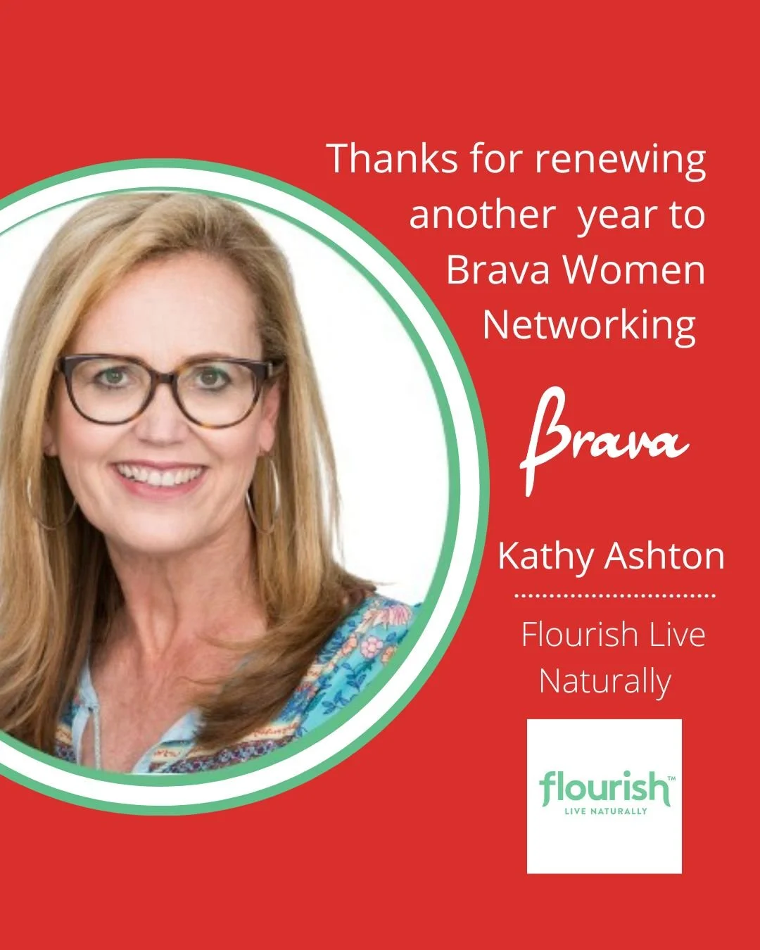 👏🏻 Please join us in Welcoming Kathy Ashton of @flourish_live_naturally  for another year as a valued member. We&rsquo;re excited that you are renewing and thrilled to have you in our Brava Women Members-only group for another year.

If you want to