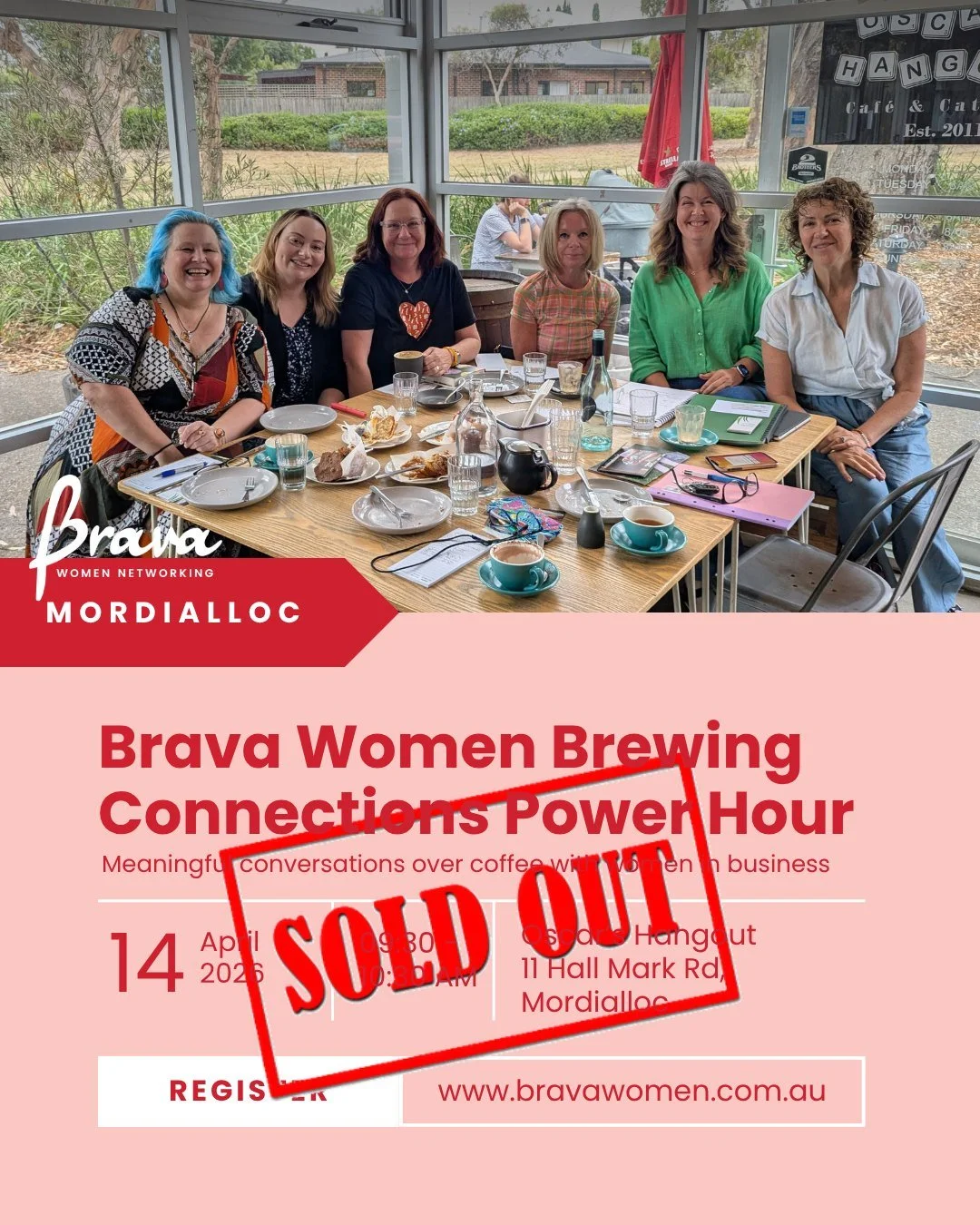 We&rsquo;re officially sold out 🎉

Brava Brewing Connections Mordialloc is fully booked and we&rsquo;re so excited for tomorrow.

Thank you so much to everyone who has registered. It&rsquo;s going to be a beautiful morning of connection, conversatio