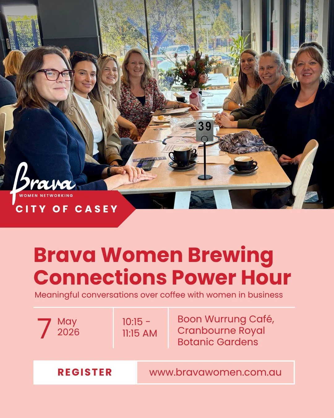 Looking for a space where you can just show up as you are in business?

Brava Brewing Connections in Cranbourne is a relaxed coffee catch-up designed for real conversations, not pitching, not pressure, just connection.

Led by Brava Ambassador @empow