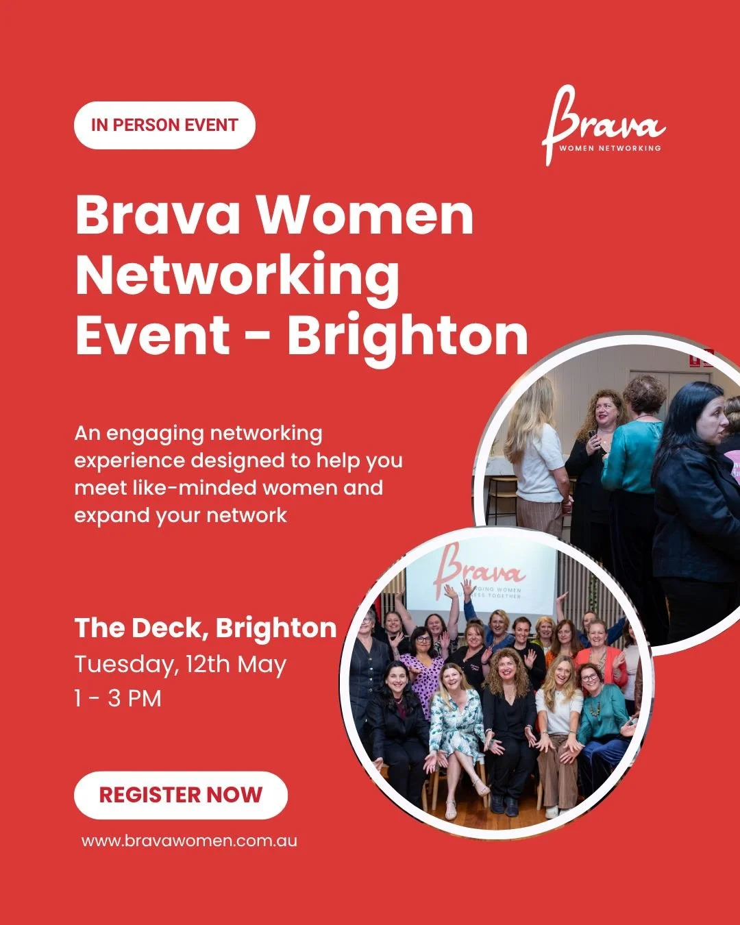 Ready to get back in the room with other women in business?

It&rsquo;s been a little pause since our last in person events, and we&rsquo;re so excited to be bringing this space back in May.

Our Brava Women Networking event in Brighton is a chance t