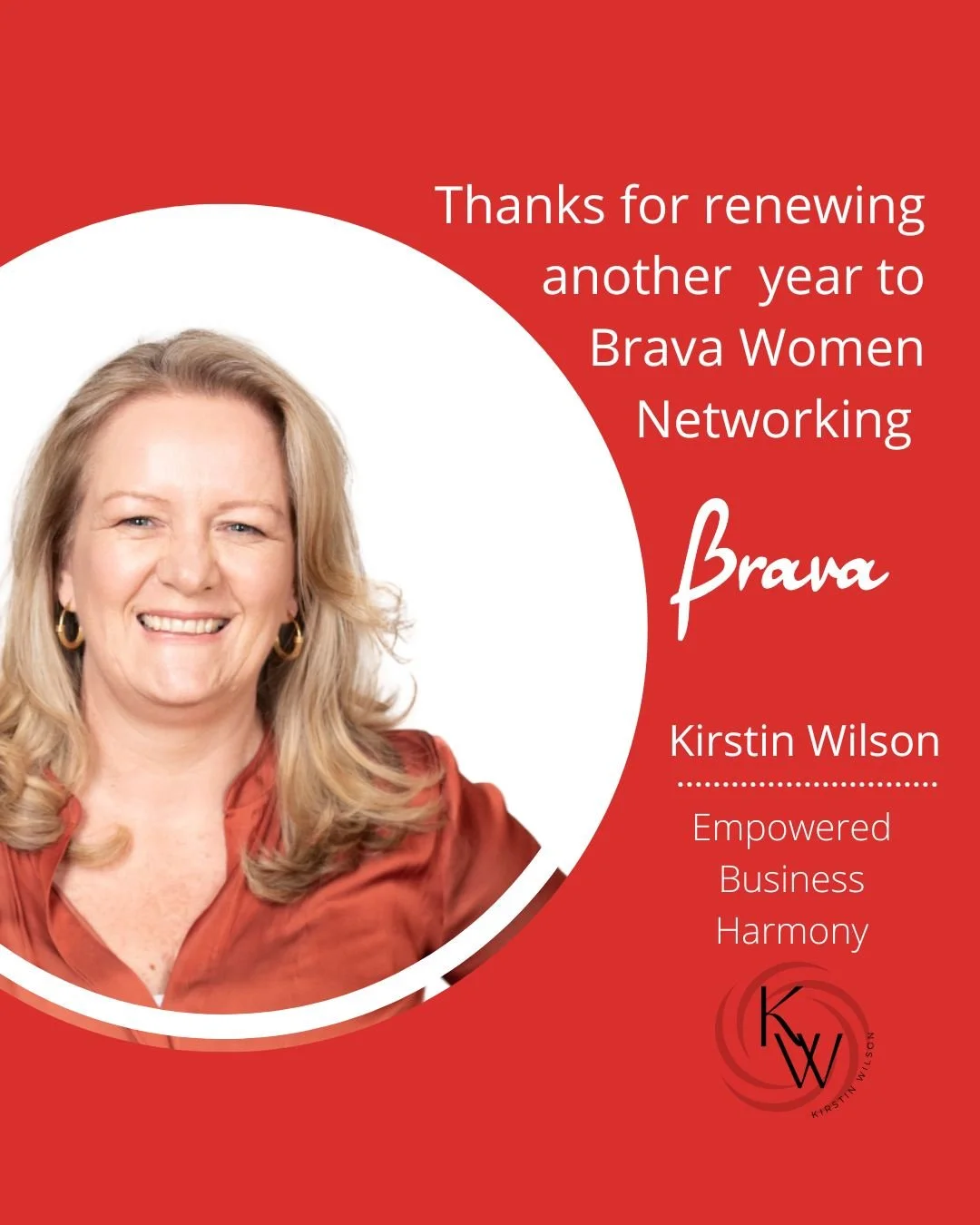 👏🏻 Please join us in welcoming Kirstin Wilson of @empoweredbusinessharmony for another year as a valued member and Brava ambassador. We&rsquo;re excited that you are continuing with us and thrilled to have you in our Brava Women Members-only group 