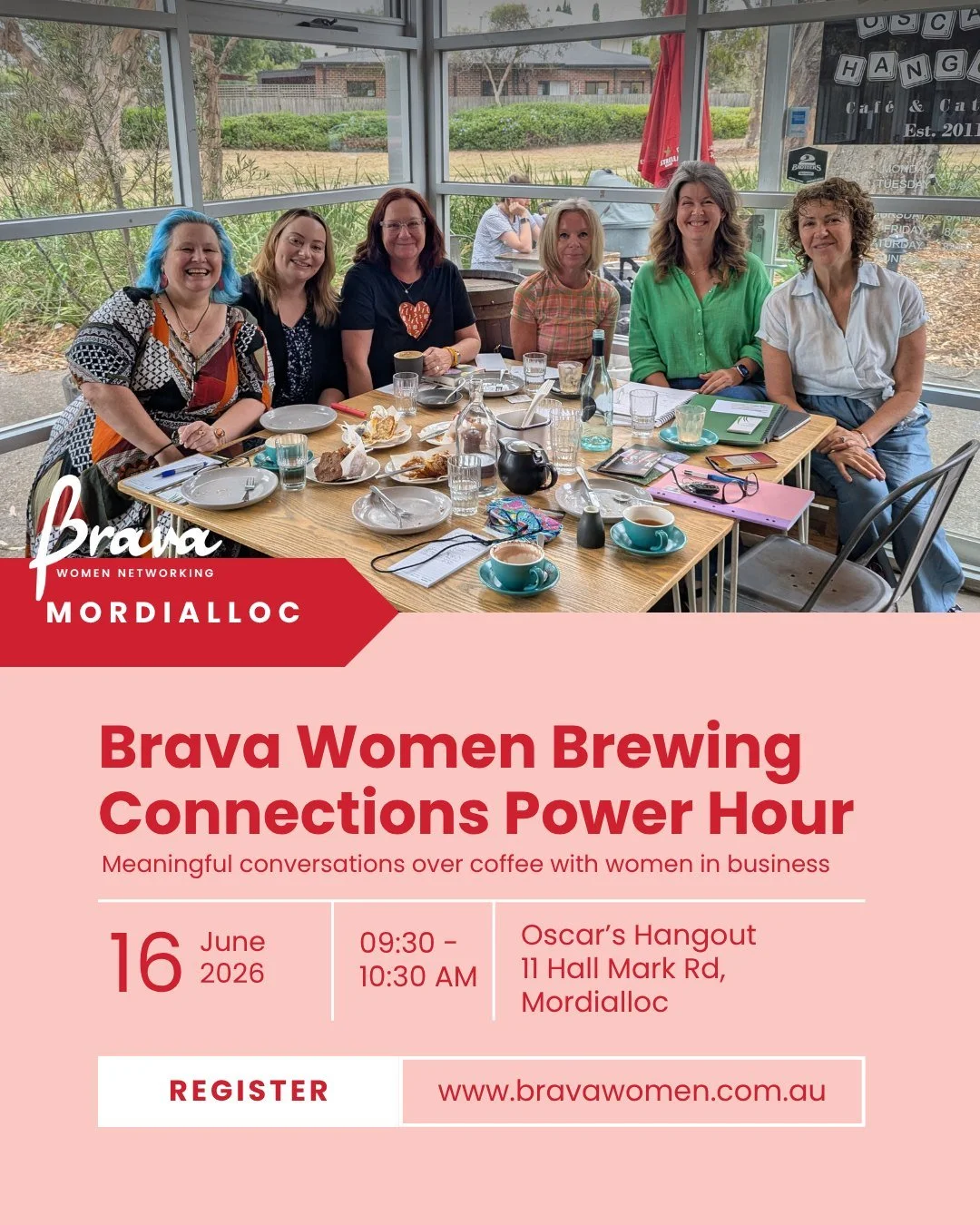 What if one coffee catch-up could leave you with new ideas, new connections, and women who genuinely get business life?

Brava Brewing Connections is back in Mordialloc this June!

A relaxed and welcoming hour to connect with other women in business,
