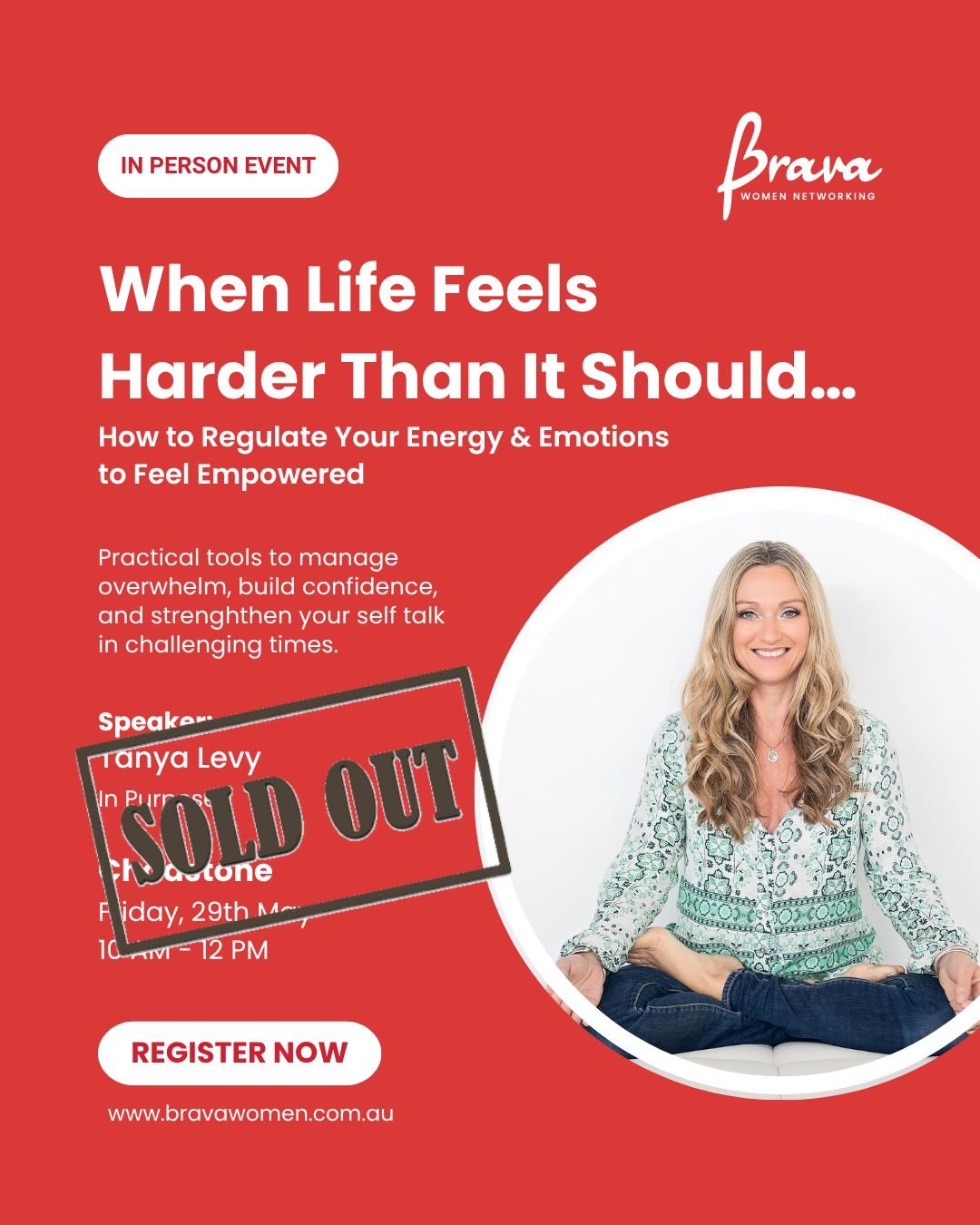 Our Brava In Person Networking in Chadstone with Tanya Levy of @in.purpose is officially sold out and we couldn&rsquo;t be more excited.

A room full of incredible women, meaningful conversations, connection, networking, coffee, treats, prizes, and a