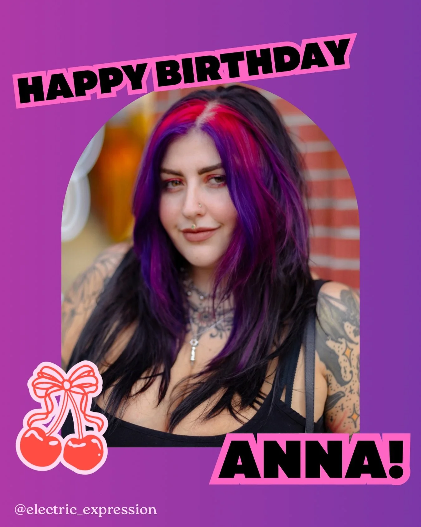 Screaming HAPPY BIRTHDAY to our favorite Aquarian hair sorceress Anna!!! 💟🩷💟🩷💟🩷💟 @electric_expression you are sooooo very loved, valued, and appreciated!!! 🖤 We hope you have the BEST birthday full of Black Sabbath records, kitties, flowers, 